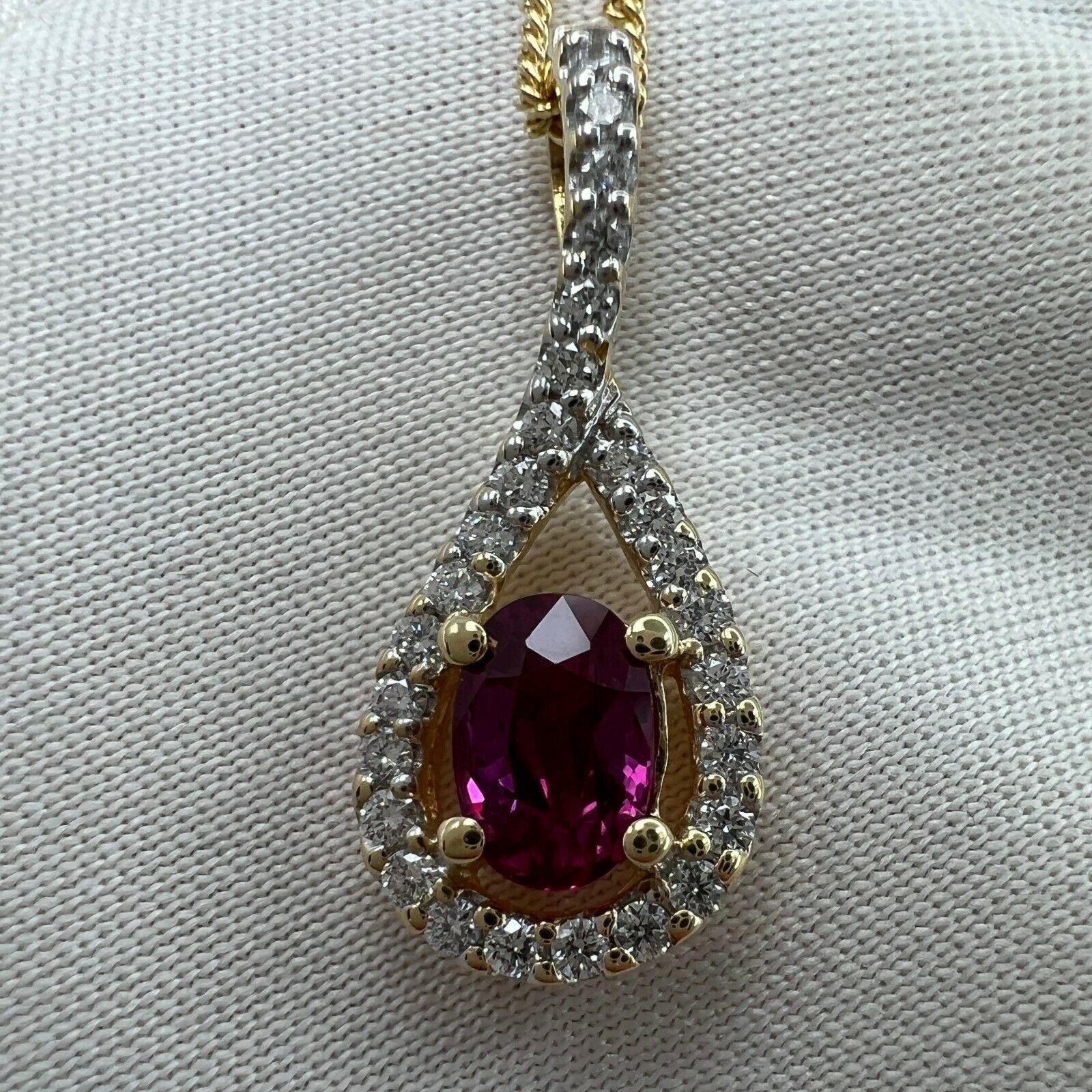 UNIQUE Pink Sapphire Diamond CERTIFIED Untreated Crossover 18k Oval Pendant — view 4