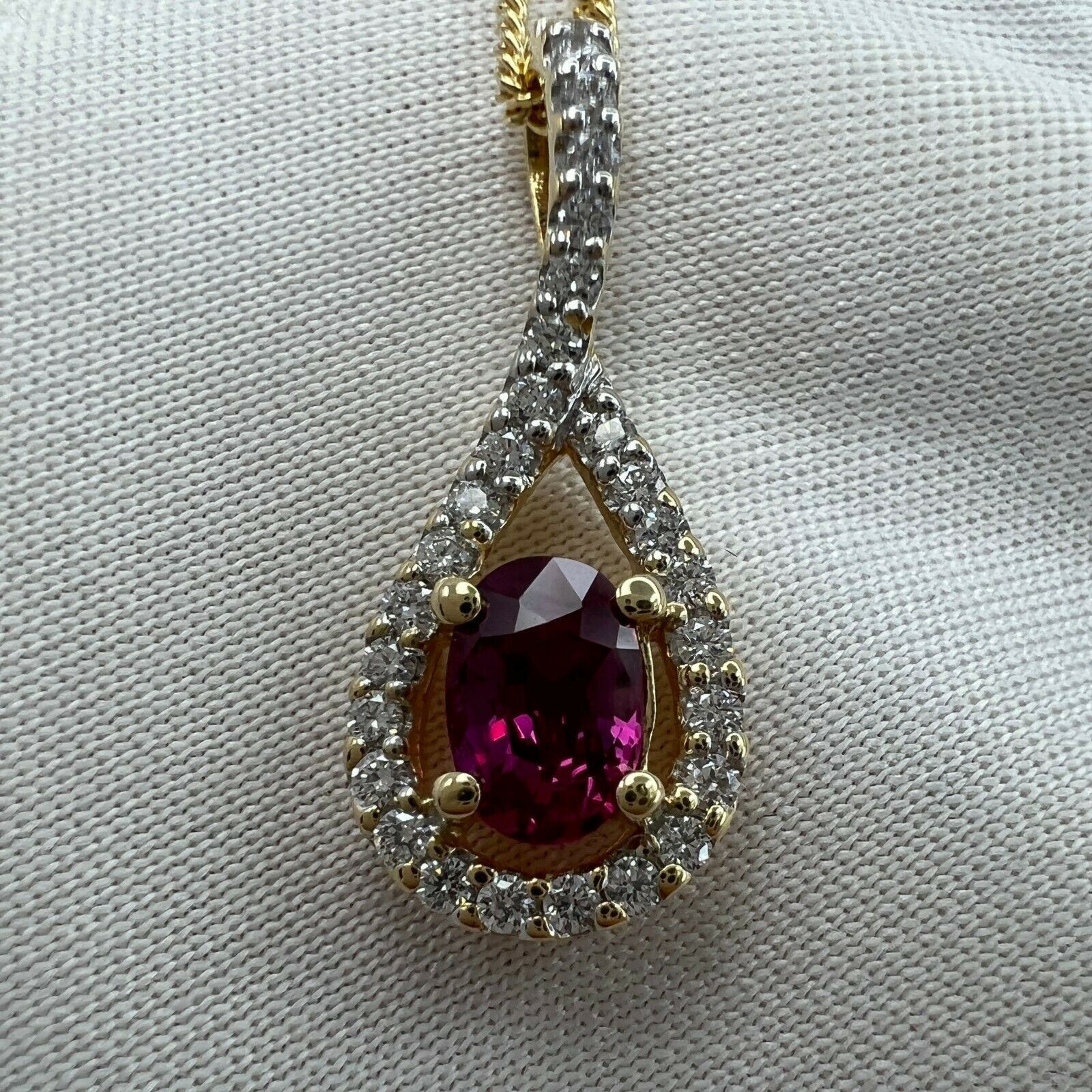 UNIQUE Pink Sapphire Diamond CERTIFIED Untreated Crossover 18k Oval Pendant — view 5