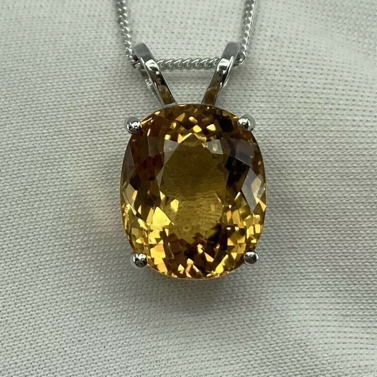 6.05ct Vivid Yellow Heliodor Golden Beryl Oval 18k White Gold Pendant Necklace — view 5
