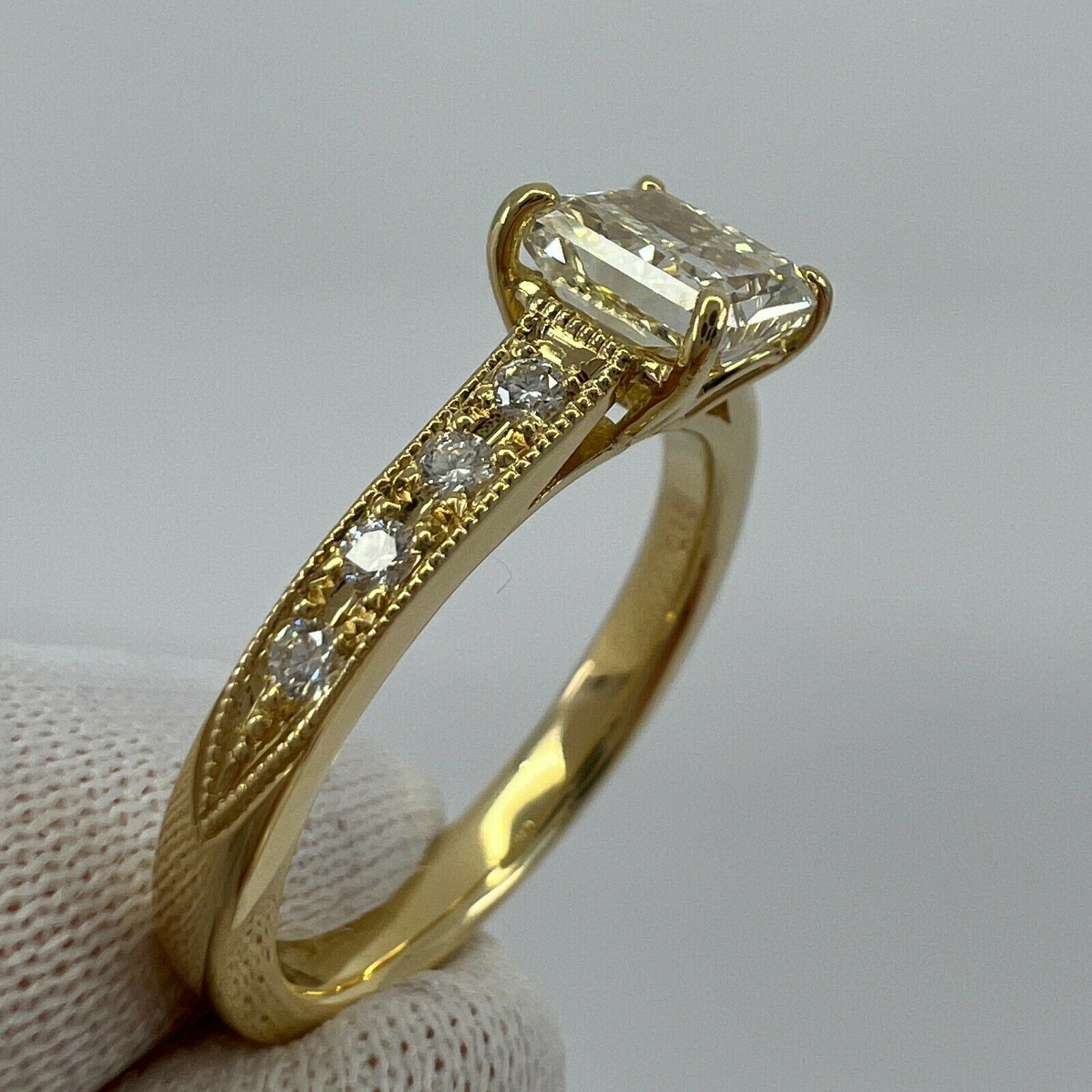 CERTIFIED 1.05ct Fancy Light Yellow Cushion Cut Diamond 18k Yellow Gold Ring SI1 — view 5