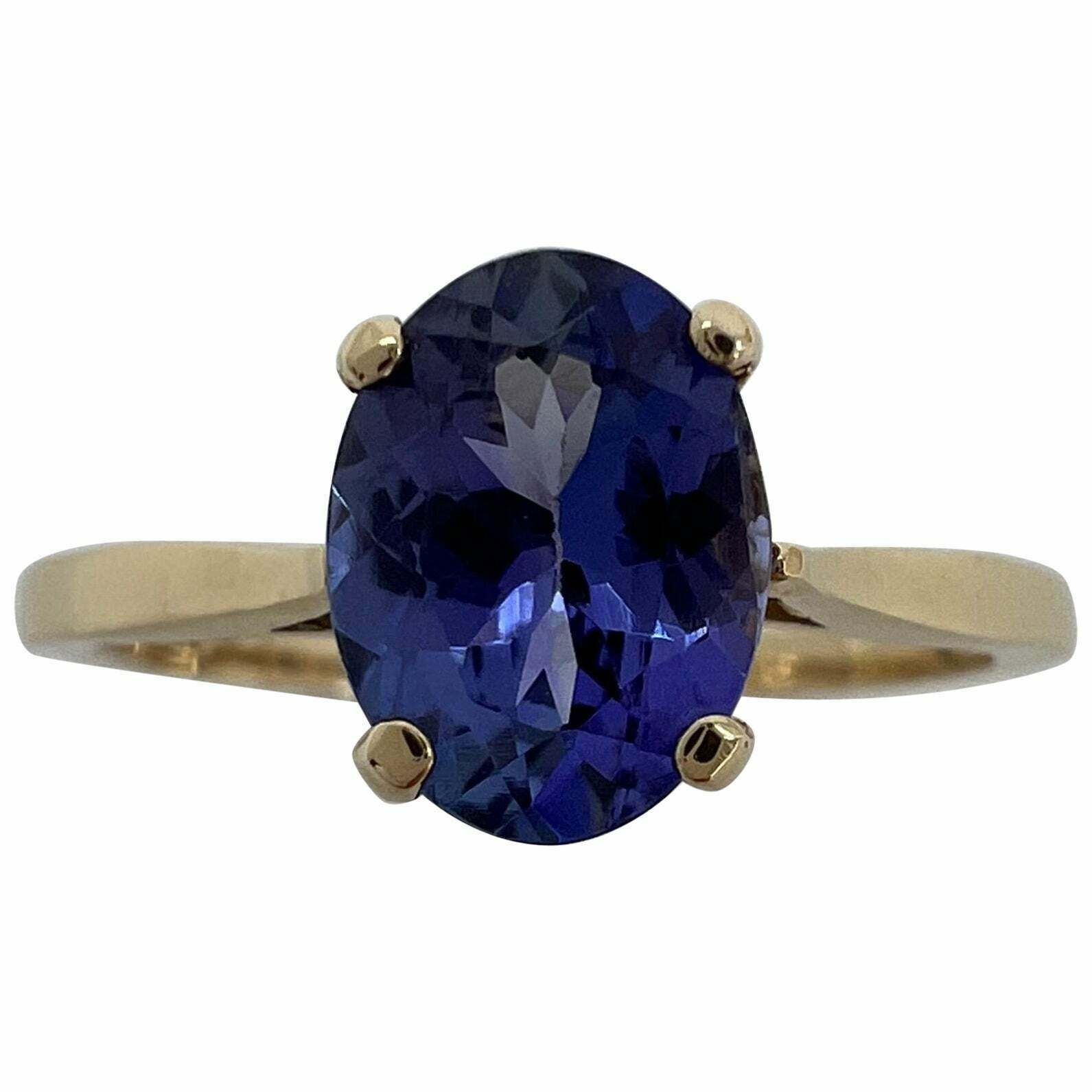 Natural Tanzanite 1.34ct Vivid Blue Violet Oval Cut Yellow Gold Solitaire Ring — view 1