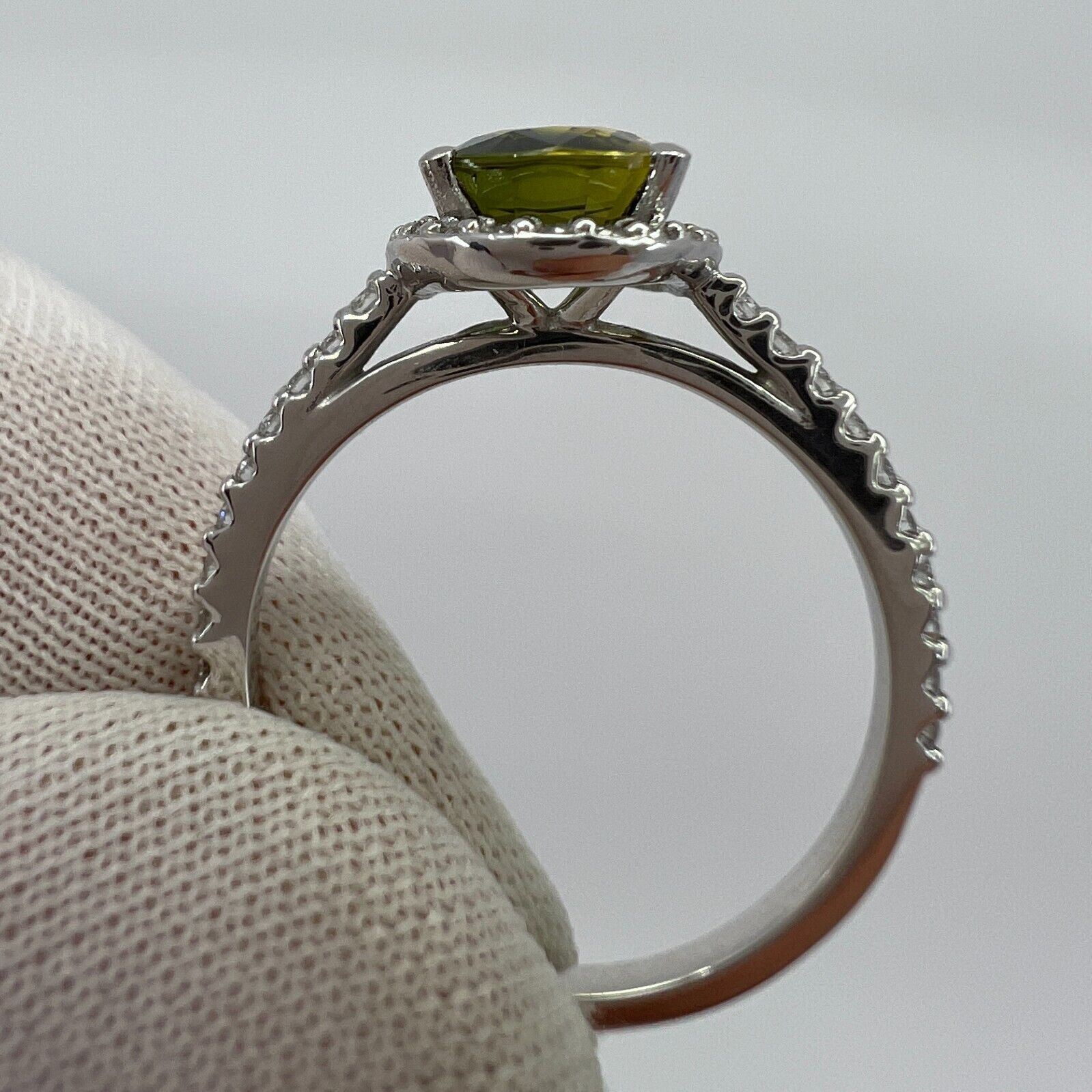2.61ct Bi Colour Green Yellow Australian Sapphire & Diamond Platinum Halo Ring — view 5