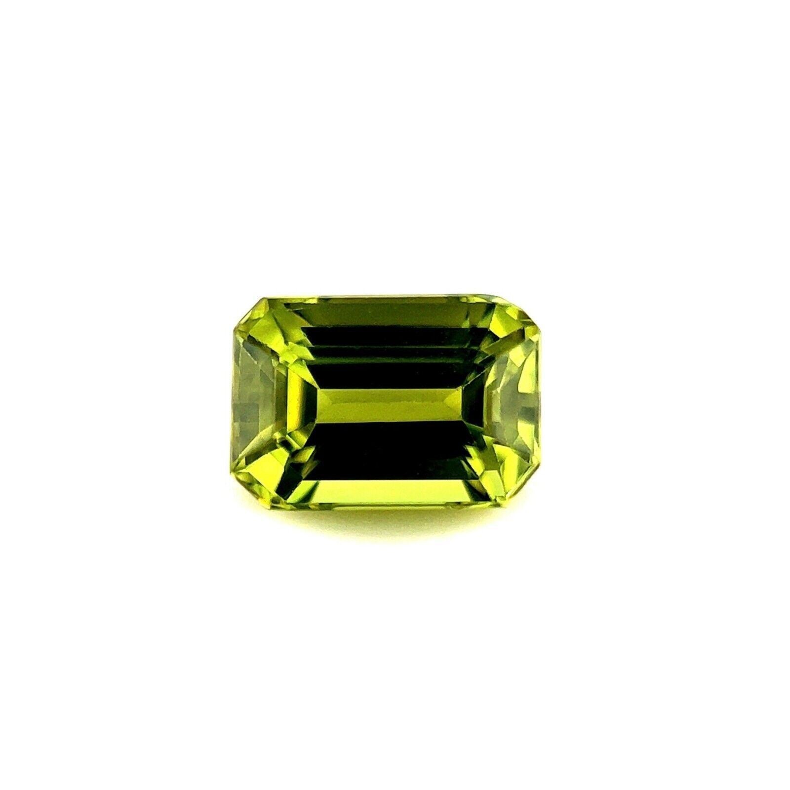 GIA CERTIFIED 1.01 UNTREATED Vivid Green Yellow Sapphire Emerald Octagon Cut Gem — view 1