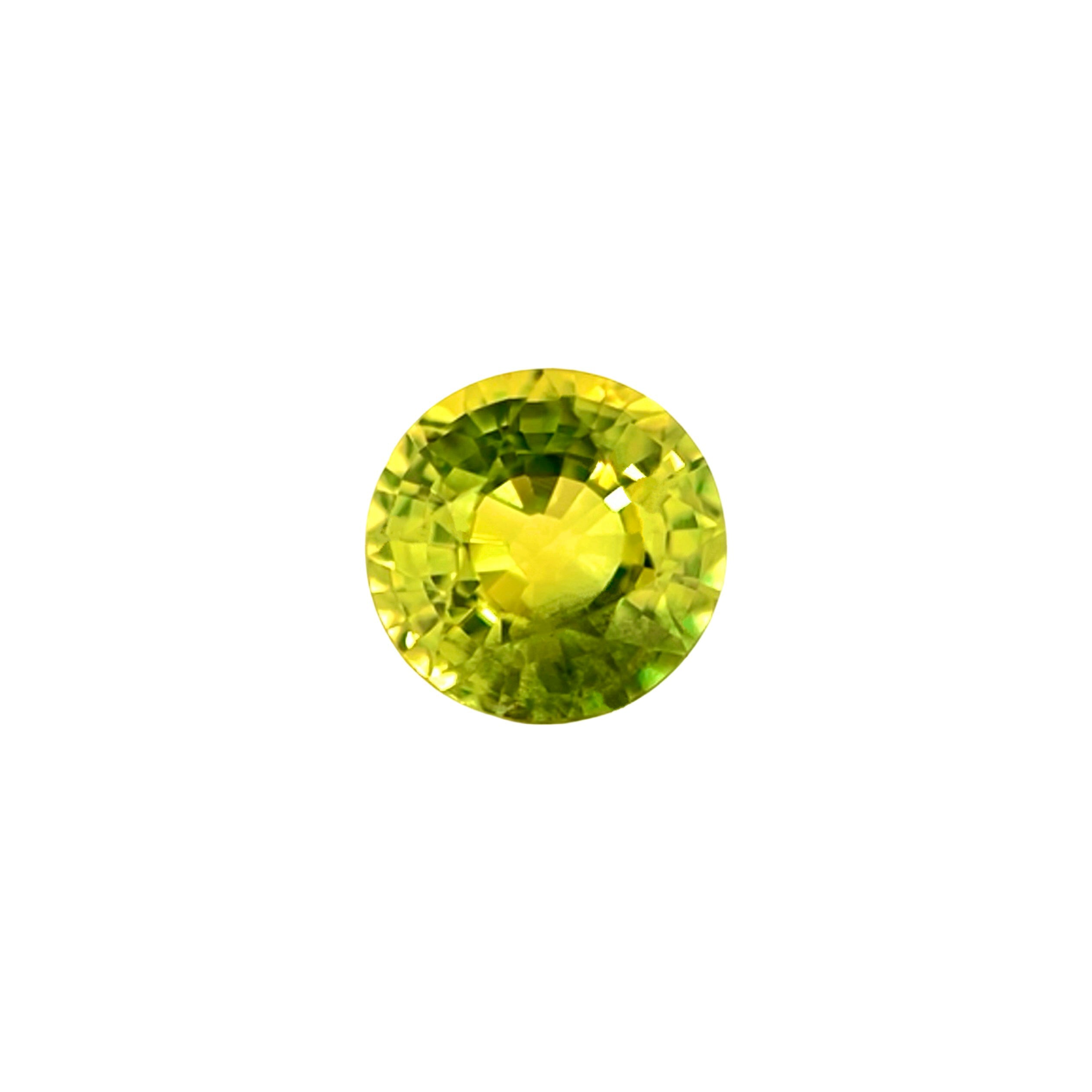 GIA CERTIFIED Green Yellow Sapphire 1.20ct UNTREATED Round Cut Unheated Rare — view 1