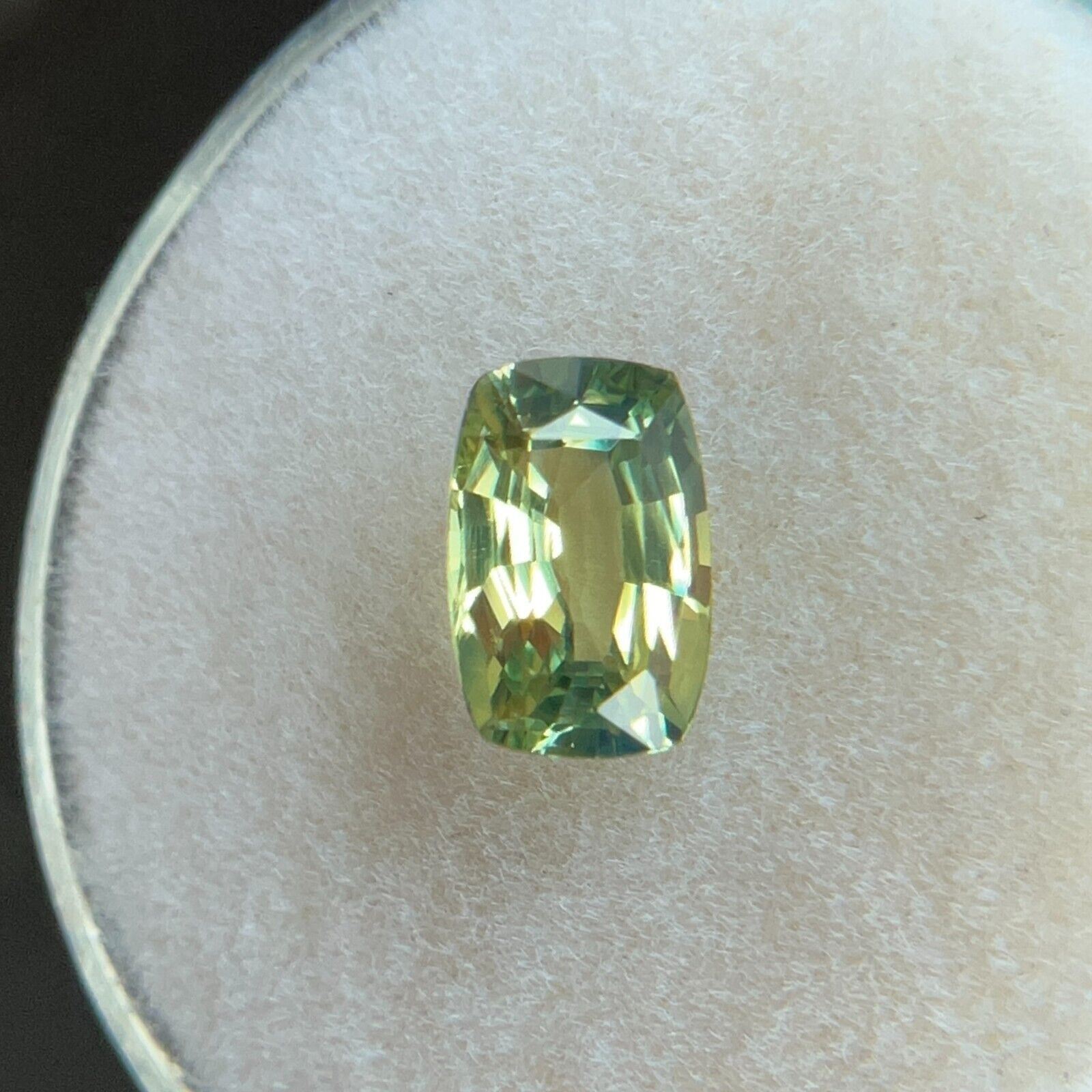 1.20ct GIA CERTIFIED Australia Sapphire No Heat Green Yellow Antique Cushion Cut — view 3