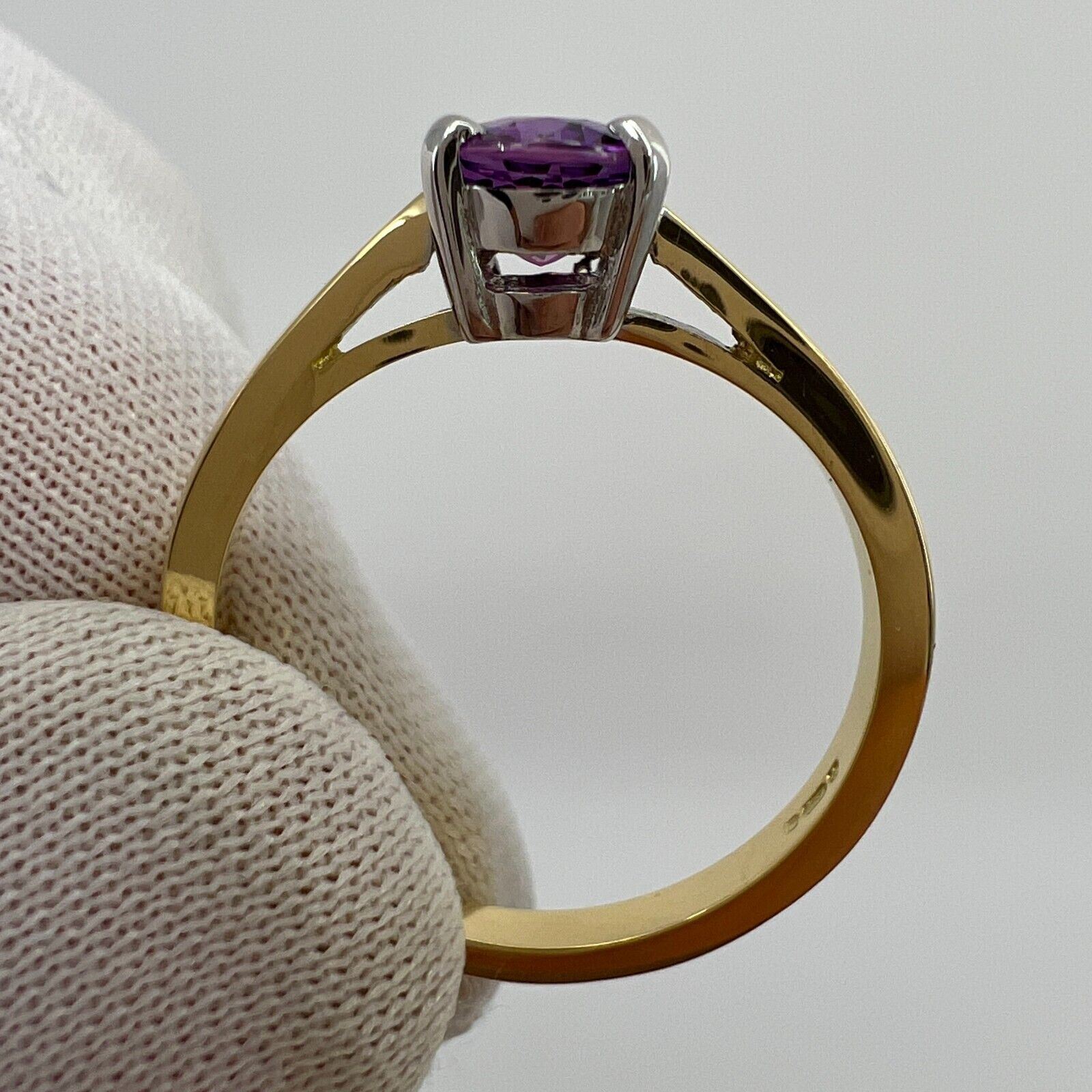 1.59 Carat Natural Deep Purple Sapphire Oval Cut 18 Karat Gold Solitaire Ring — view 5