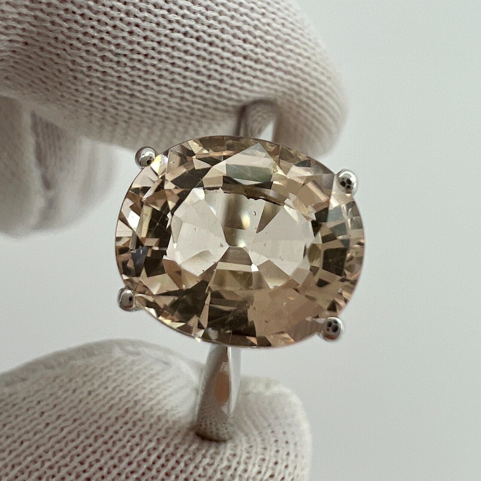 2.76 Carat Peach Pink Orange Morganite Oval Cut White Gold Solitaire Ring — view 2