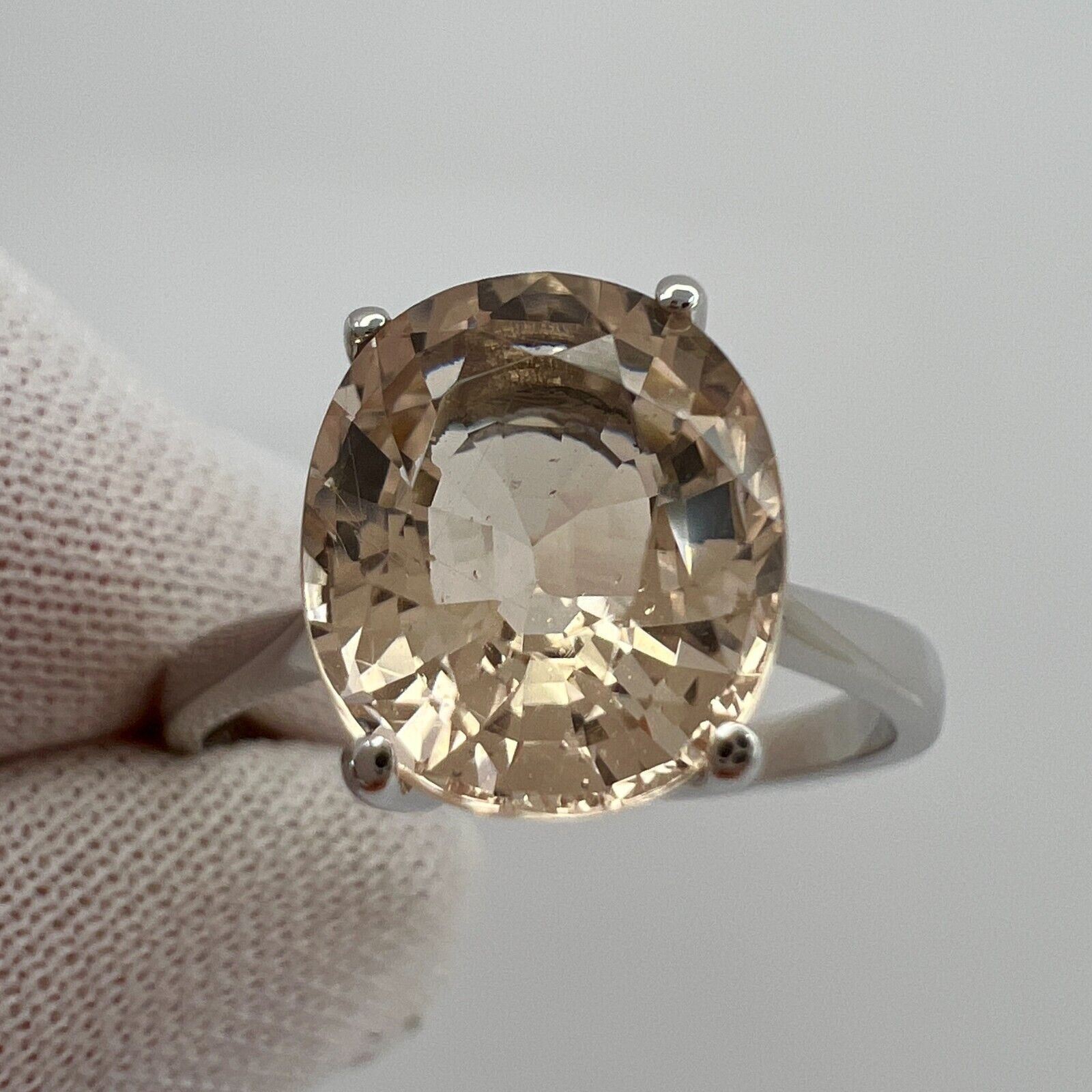 2.76 Carat Peach Pink Orange Morganite Oval Cut White Gold Solitaire Ring — view 3