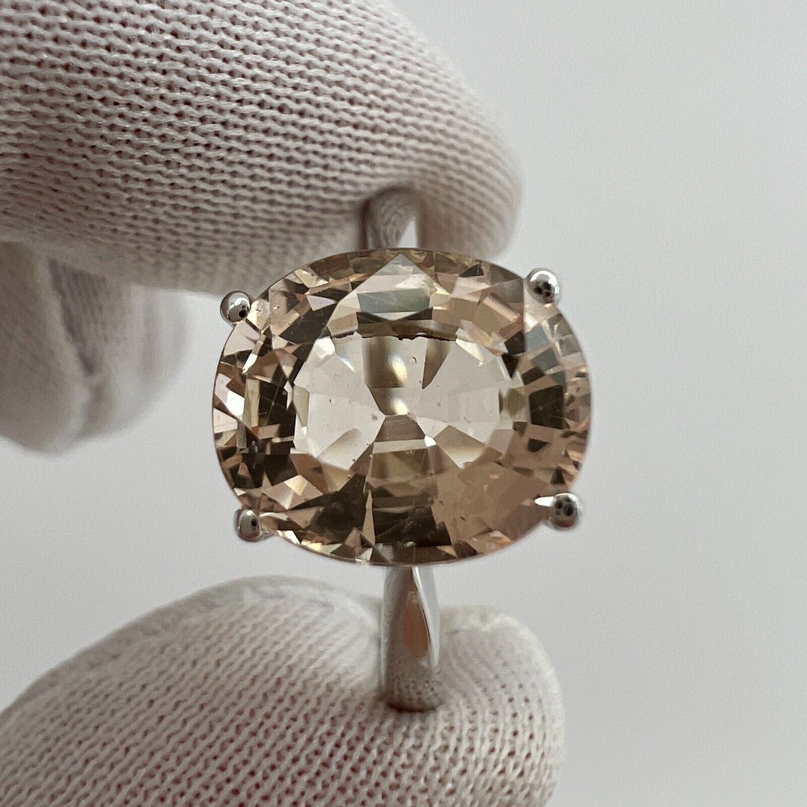 2.76 Carat Peach Pink Orange Morganite Oval Cut White Gold Solitaire Ring — view 4