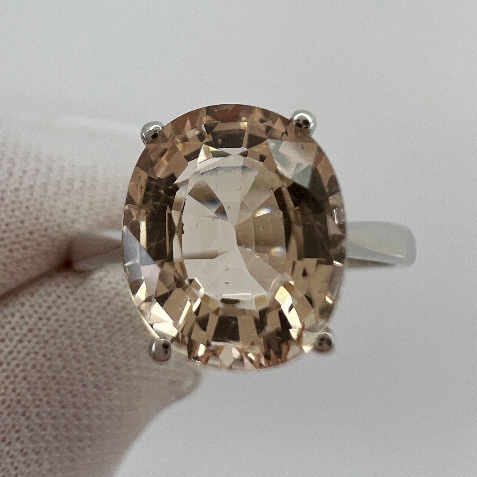 2.76 Carat Peach Pink Orange Morganite Oval Cut White Gold Solitaire Ring — view 5