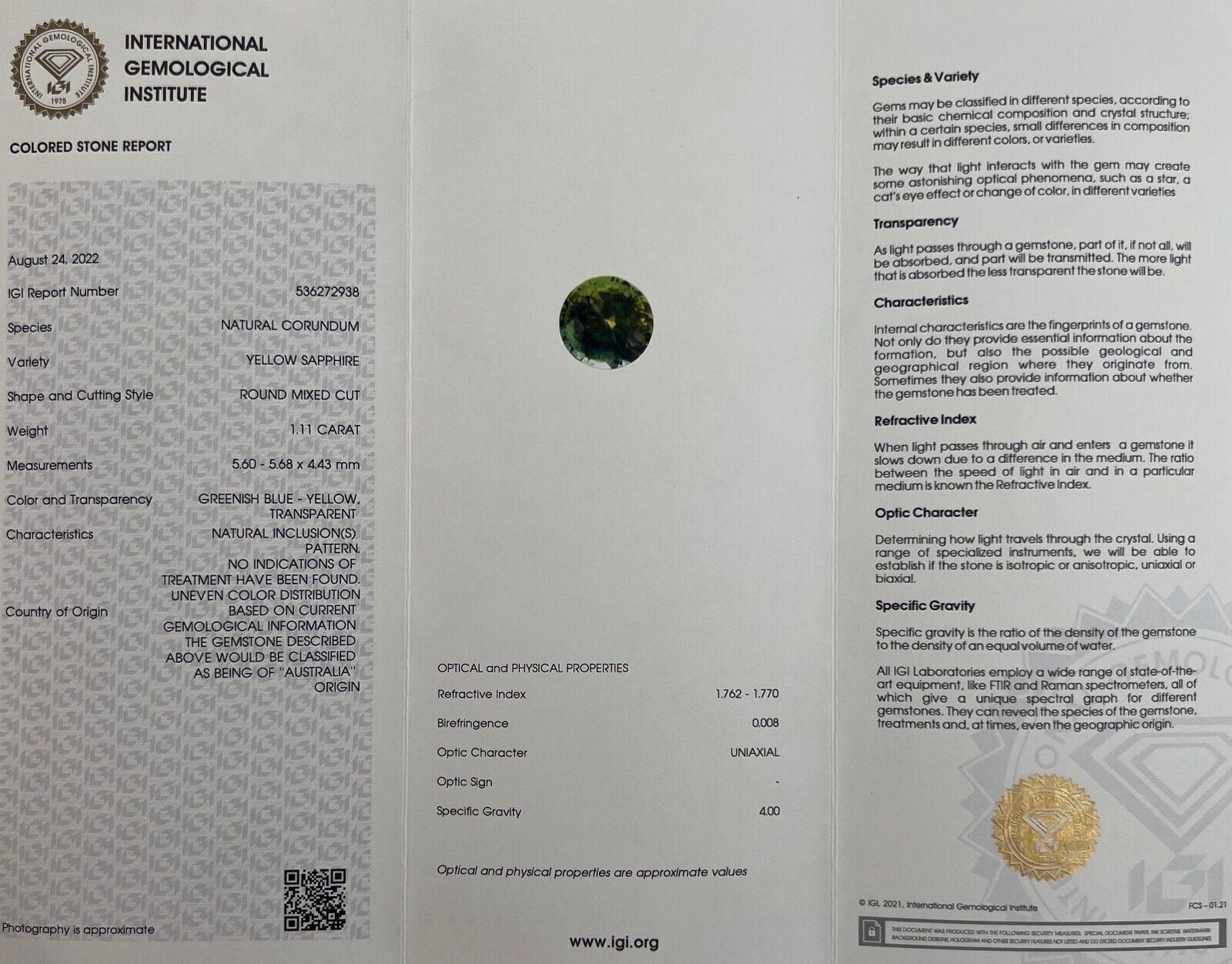 IGI Certified Untreated Bi Colour Sapphire & Diamond Three Stone Platinum Ring — view 2
