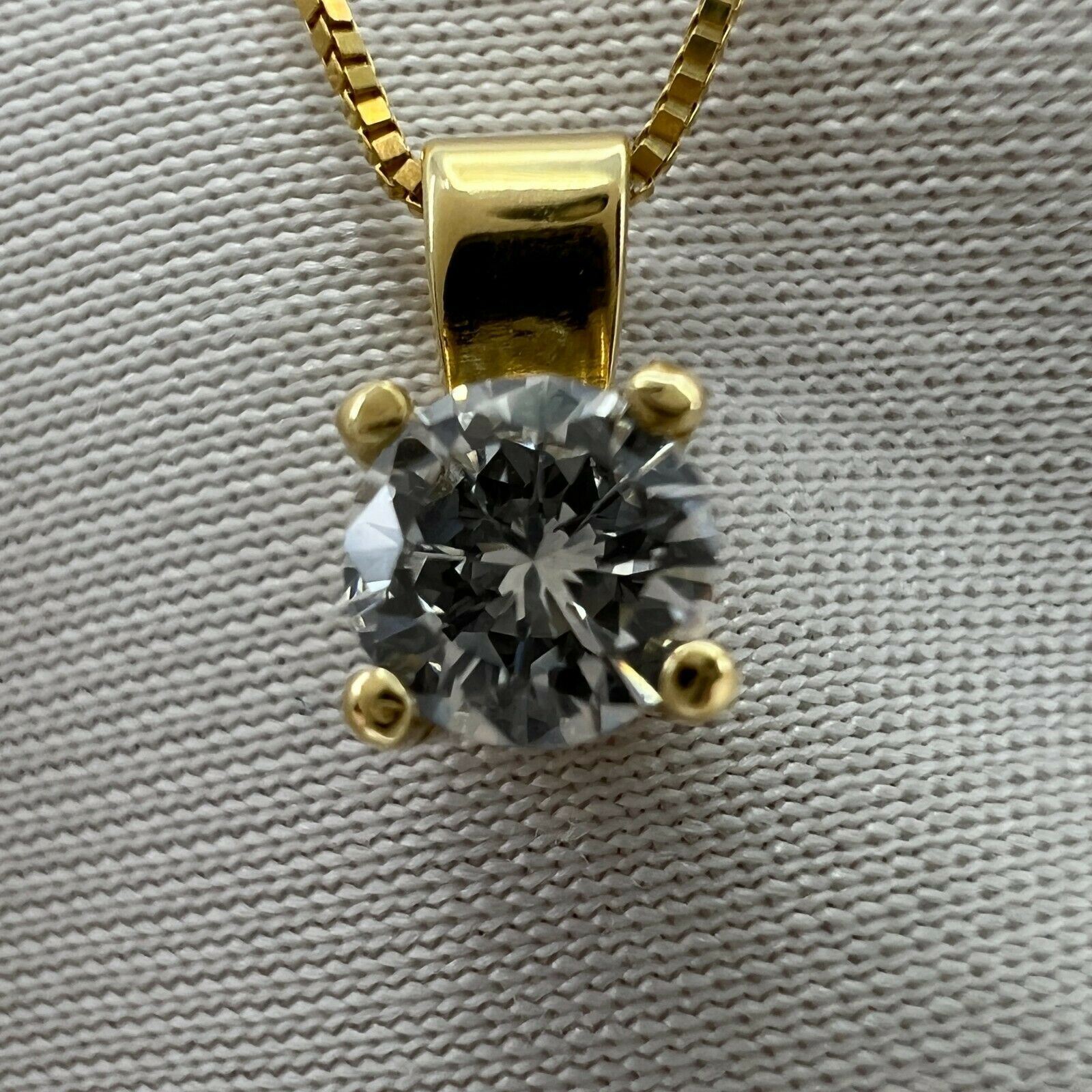 Fine 0.27ct Natural White Diamond Round Cut 18k Yellow Gold Solitaire Pendant — view 2