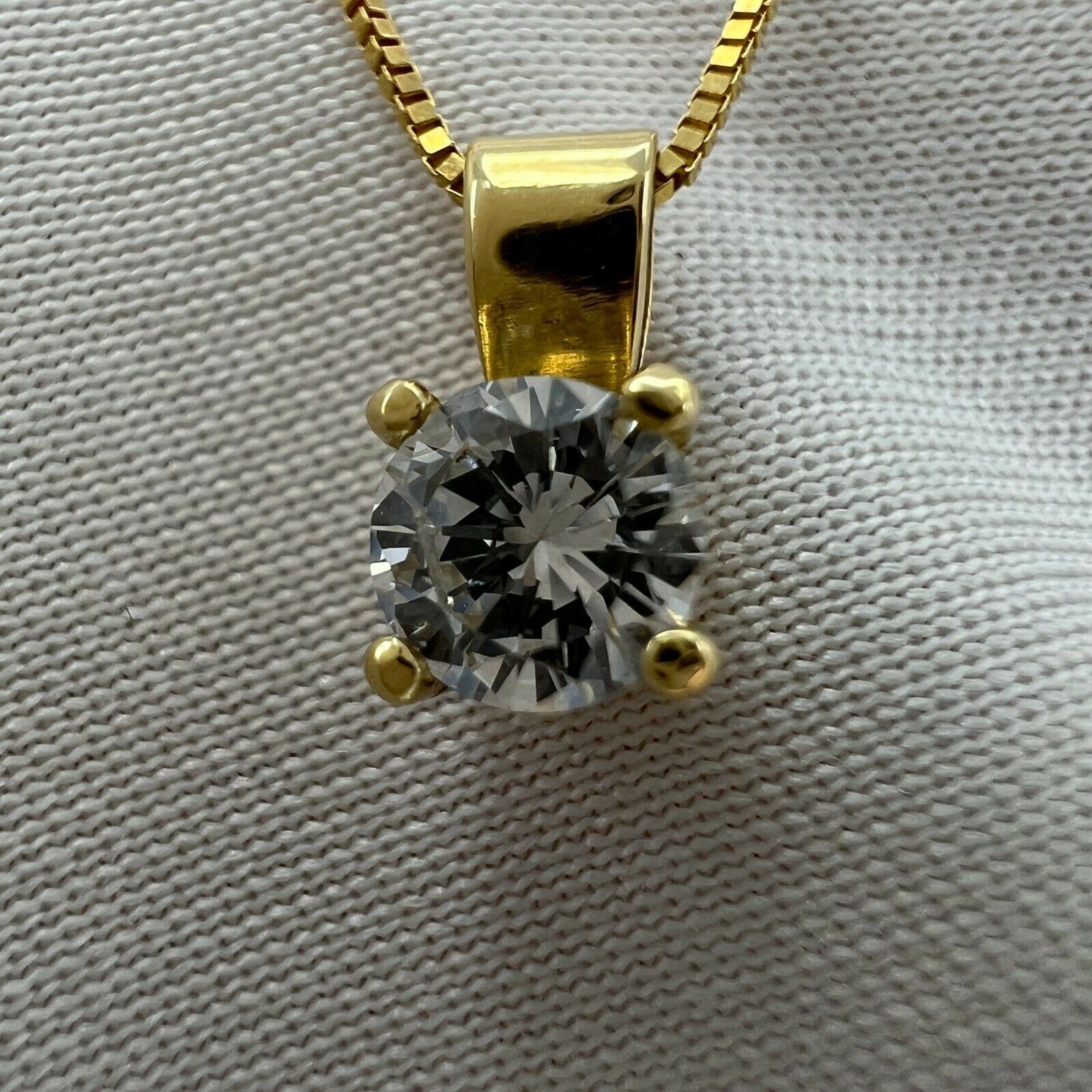 Fine 0.27ct Natural White Diamond Round Cut 18k Yellow Gold Solitaire Pendant — view 3