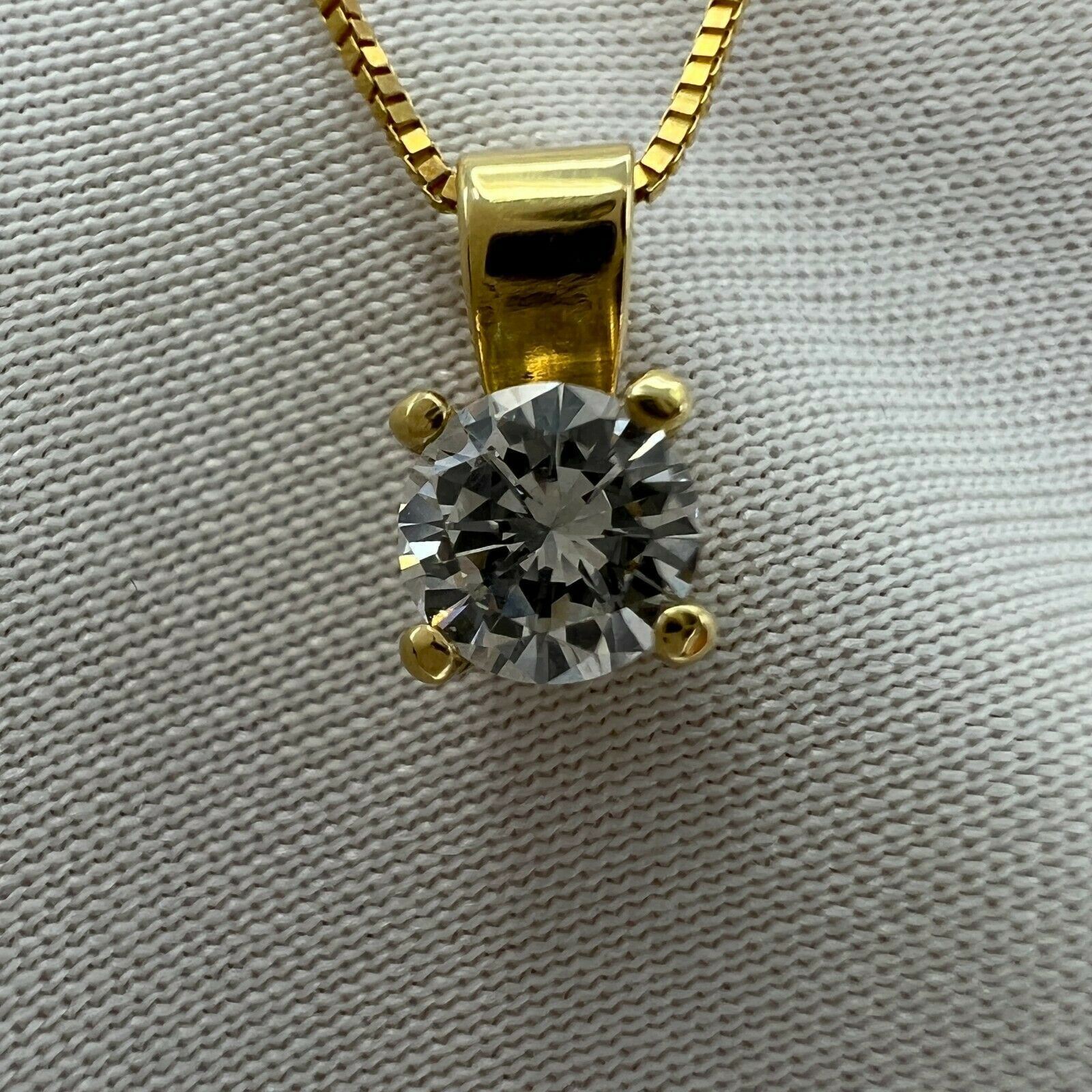 Fine 0.27ct Natural White Diamond Round Cut 18k Yellow Gold Solitaire Pendant — view 4