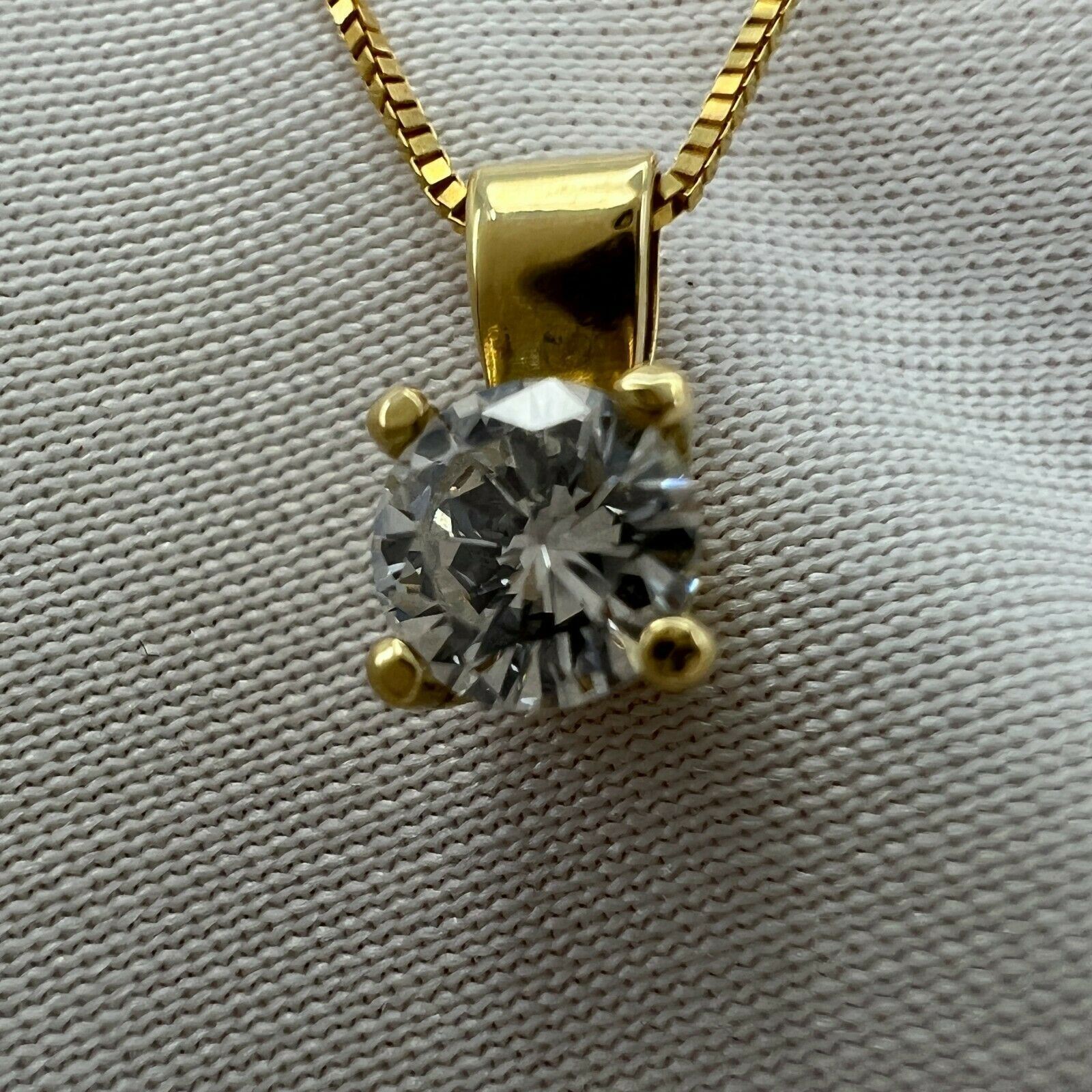 Fine 0.27ct Natural White Diamond Round Cut 18k Yellow Gold Solitaire Pendant — view 5
