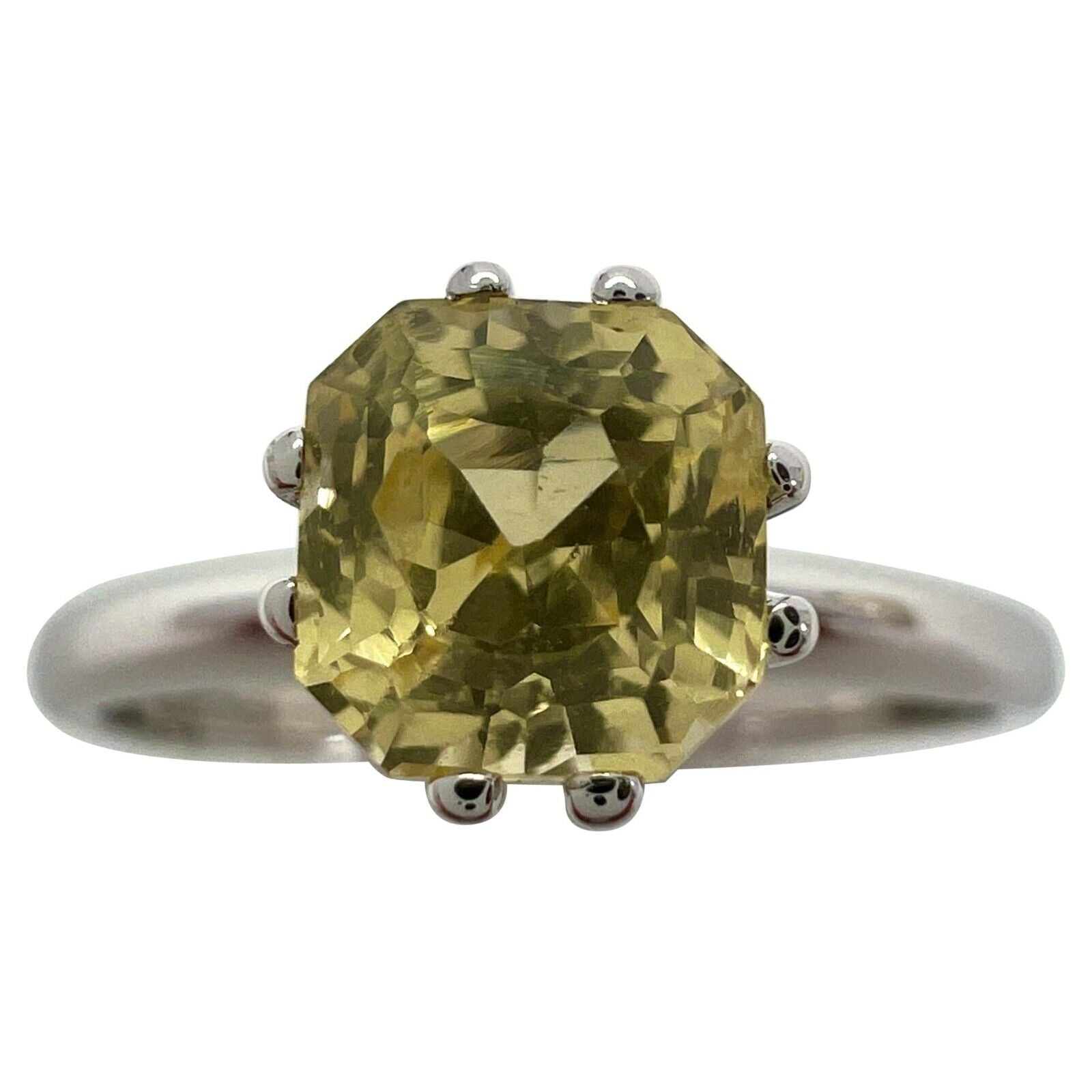 CERTIFIED 1.03ct Fancy Cushion Ceylon Yellow Sapphire White Gold Solitaire Ring — view 1