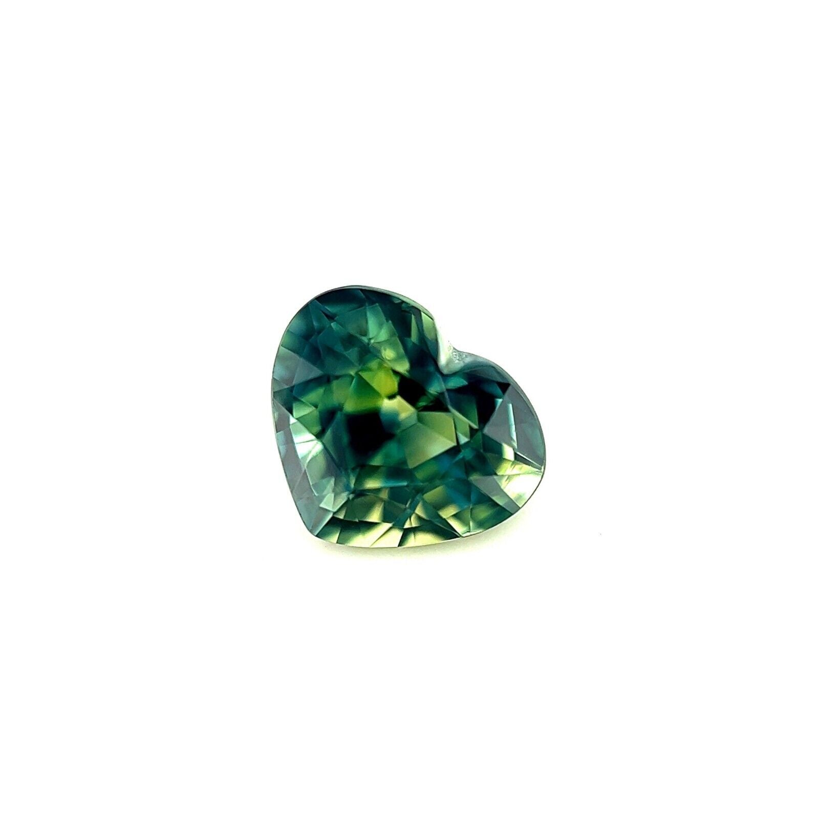 1.65ct NATURAL Sapphire VIVID Blue Green UNIQUE Heart Cut RARE Gem 7x6mm IF