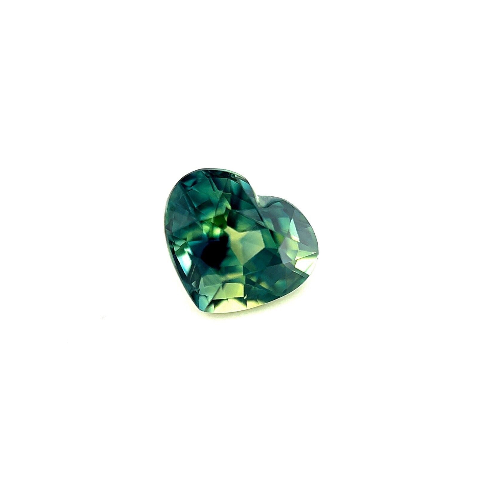 1.65ct NATURAL Sapphire VIVID Blue Green UNIQUE Heart Cut RARE Gem 7x6mm IF — view 2