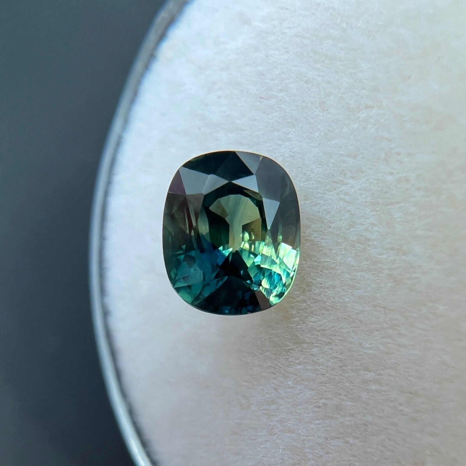 1.36ct Bi Colour Sapphire UNIQUE Australian Blue Green Cushion Cut 6.6x5.6mm VS — view 3