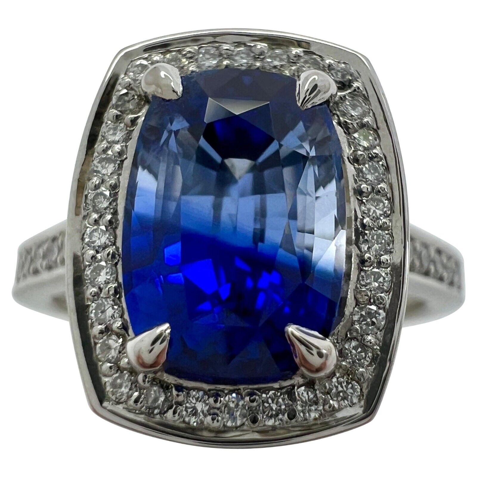 GIA Certified 2.92ct Bi Colour Ceylon Sapphire 18k White Gold Diamond Halo Ring — view 1