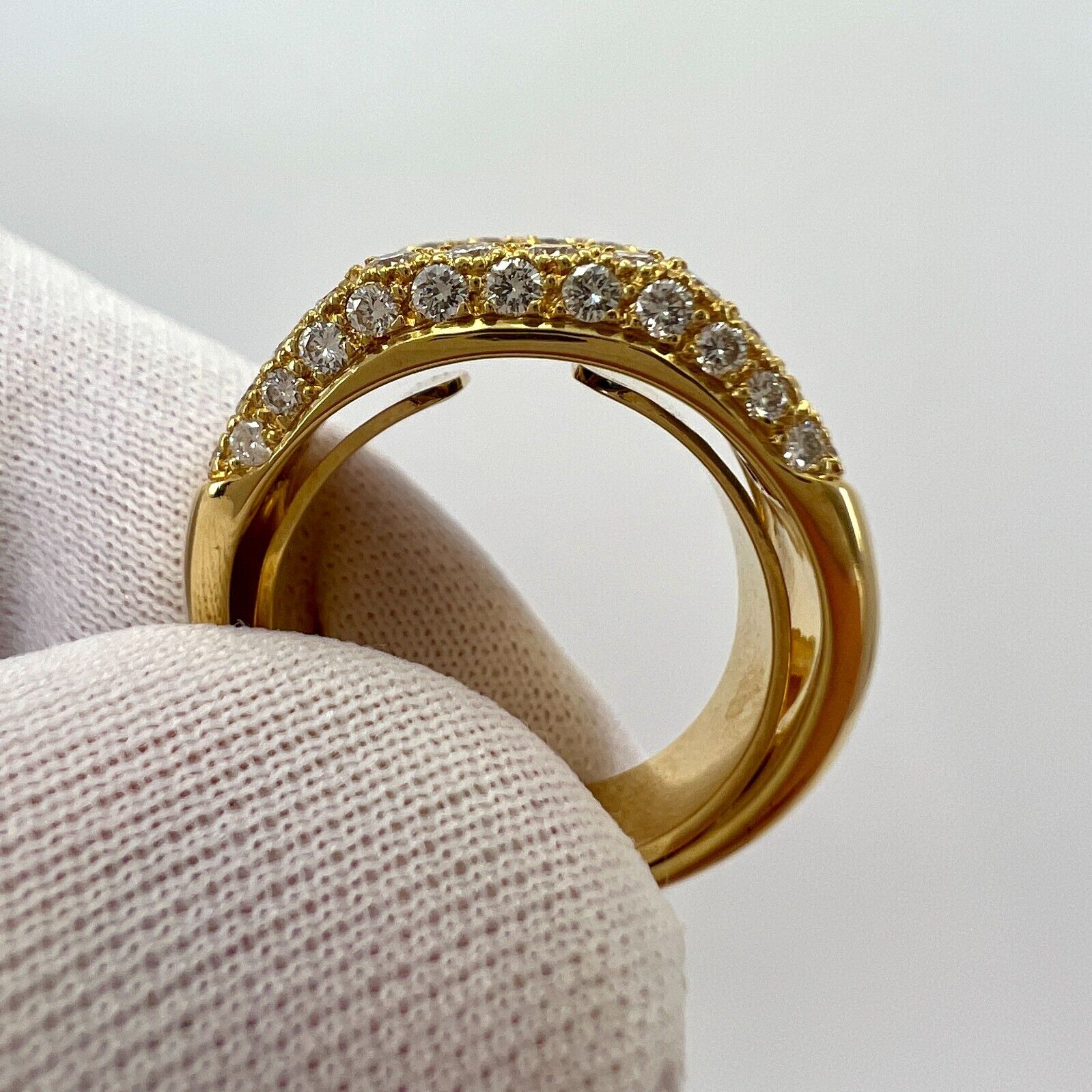 3.80ct Vintage French Mystery Set Blue Sapphire Diamond 18k Yellow Gold Ring — view 3