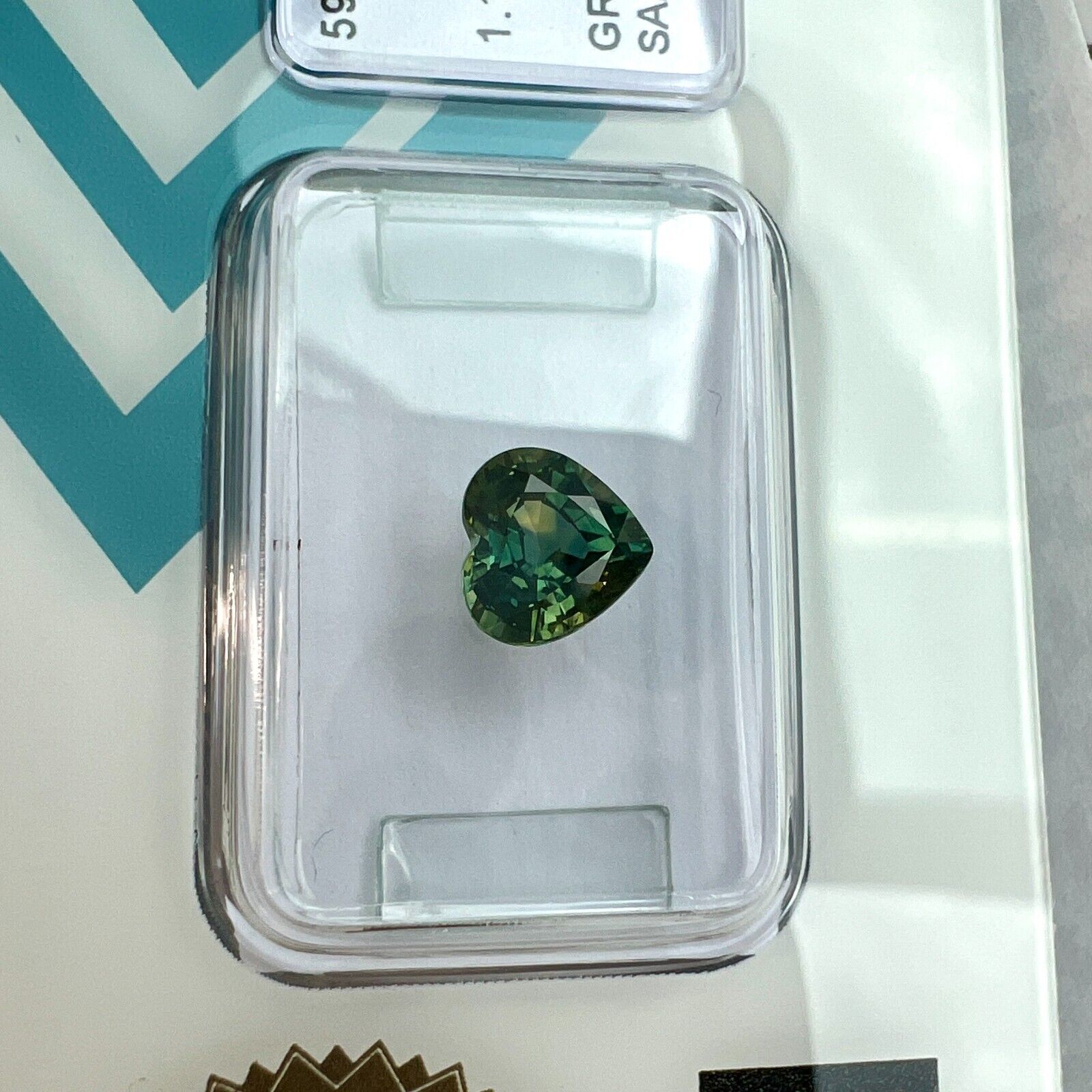 1.18ct NATURAL Bi Colour Sapphire Yellow Blue Green NO HEAT Heart IGI CERTIFIED — view 5