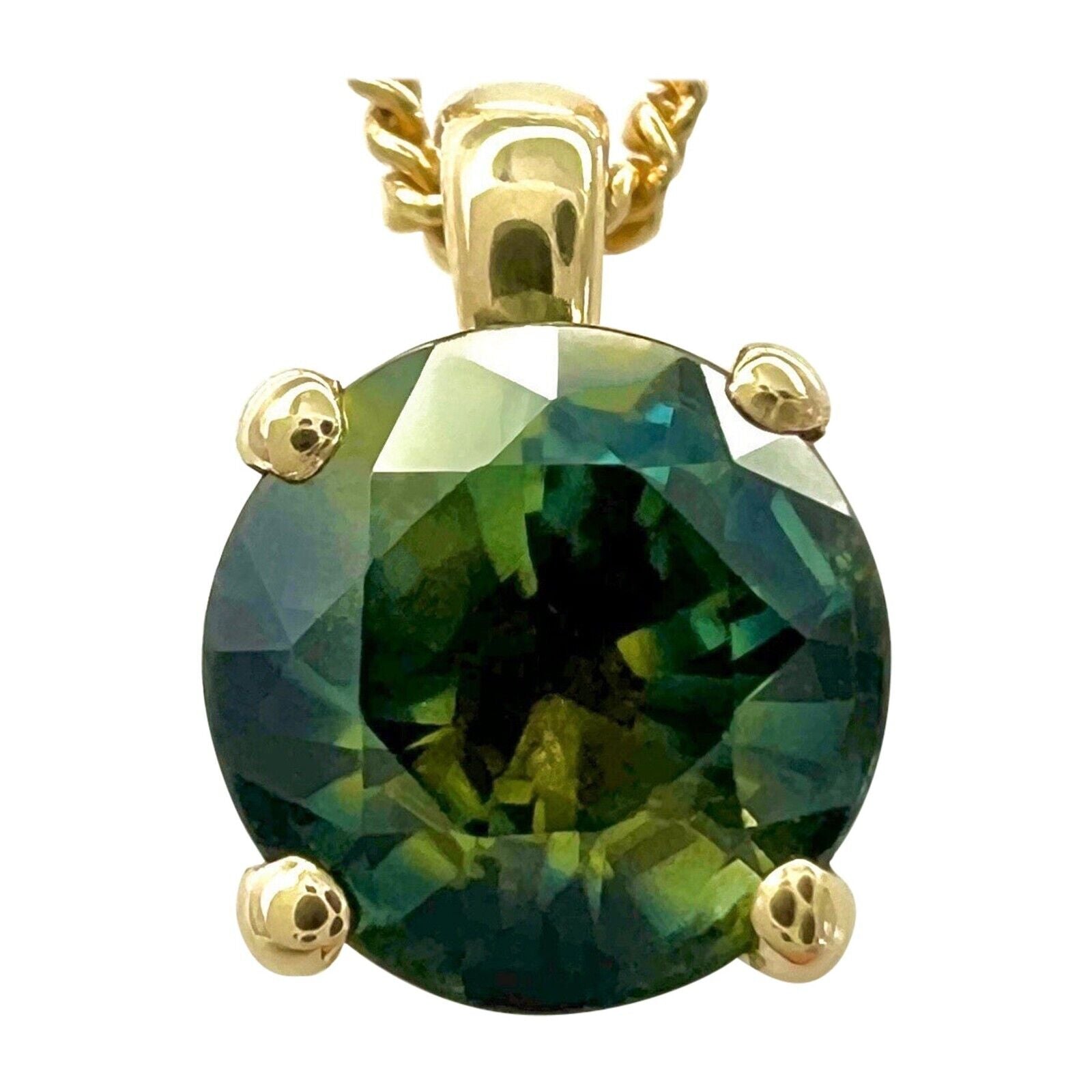 Unique 1ct Natural Parti Color Sapphire & Diamond 18k Gold Hidden Halo Pendant — view 1