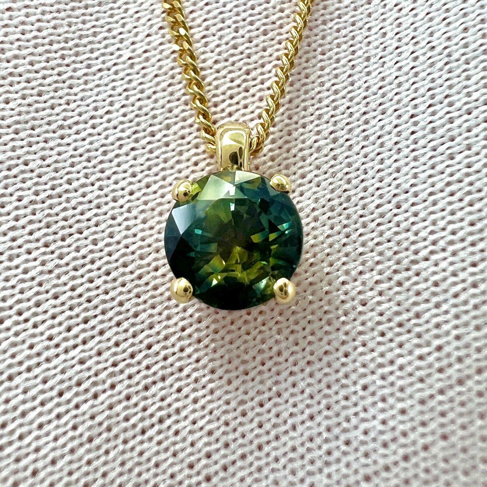 Unique 1ct Natural Parti Color Sapphire & Diamond 18k Gold Hidden Halo Pendant — view 2