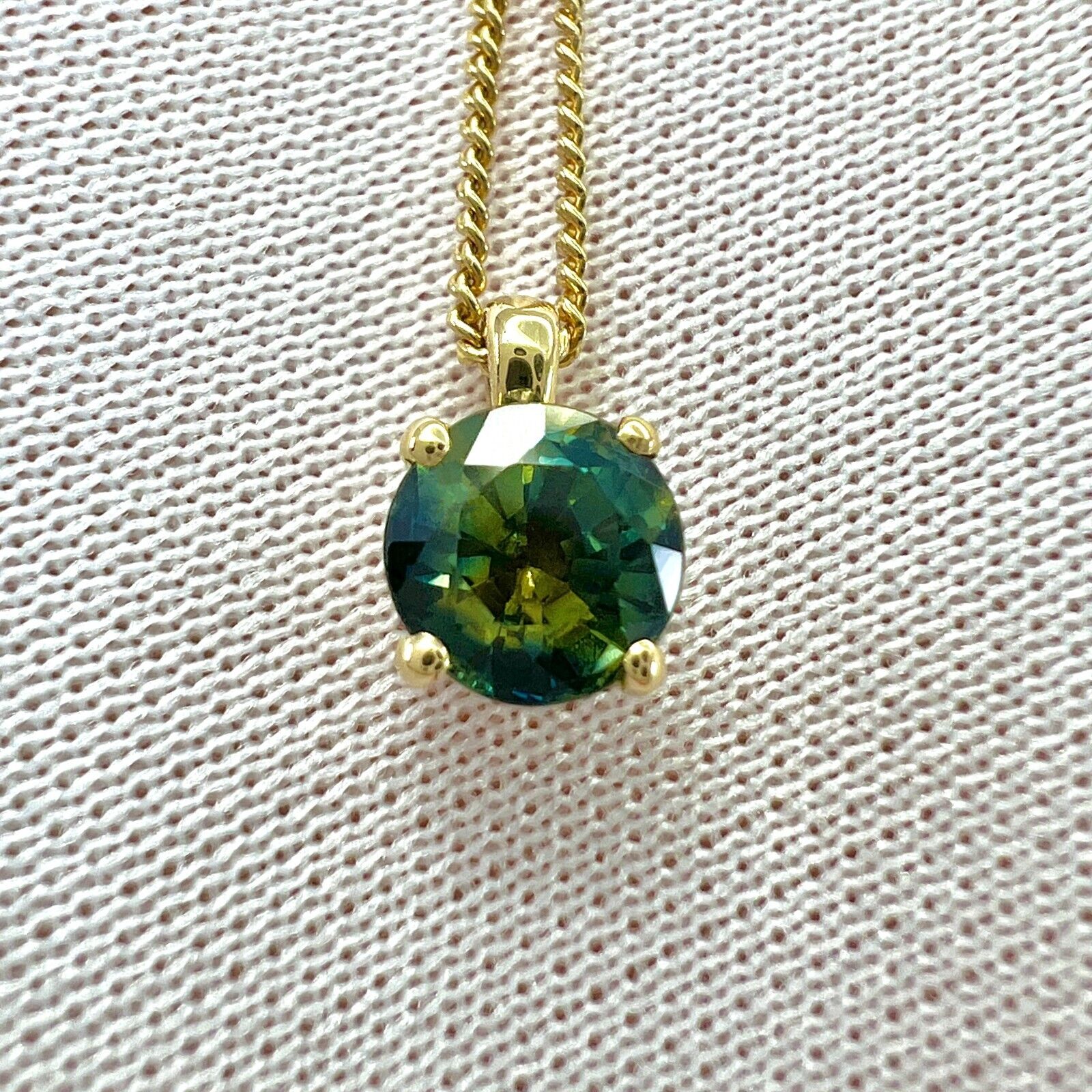 Unique 1ct Natural Parti Color Sapphire & Diamond 18k Gold Hidden Halo Pendant — view 3