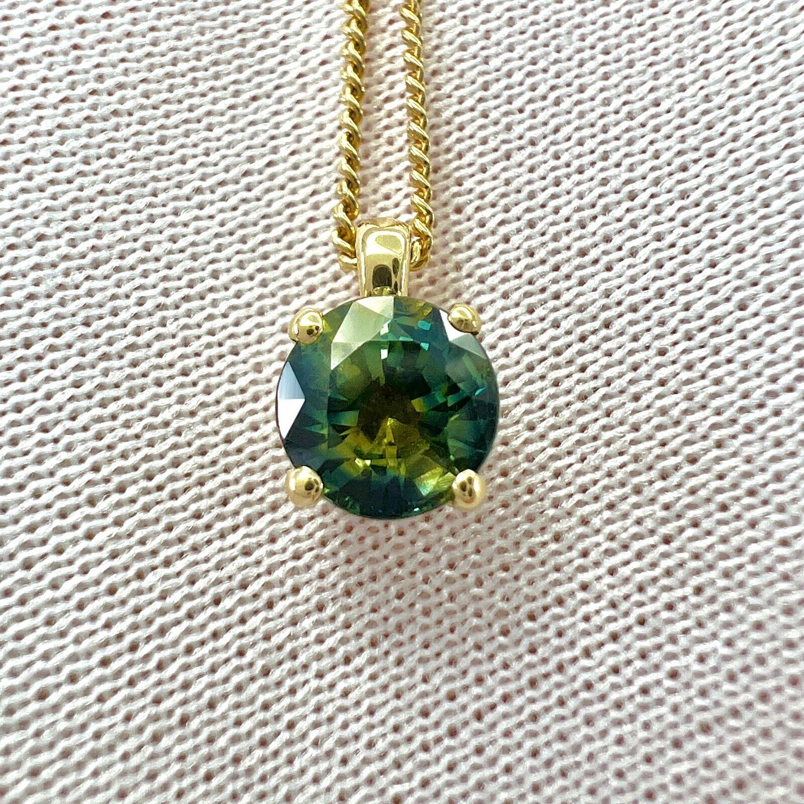 Unique 1ct Natural Parti Color Sapphire & Diamond 18k Gold Hidden Halo Pendant — view 5