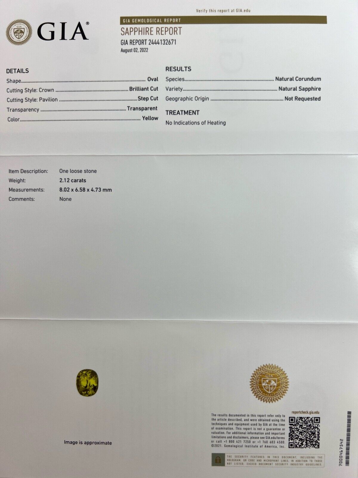GIA Certified 2.12ct Untreated Yellow Sapphire Diamond 18k Yellow Gold Halo Ring — view 3