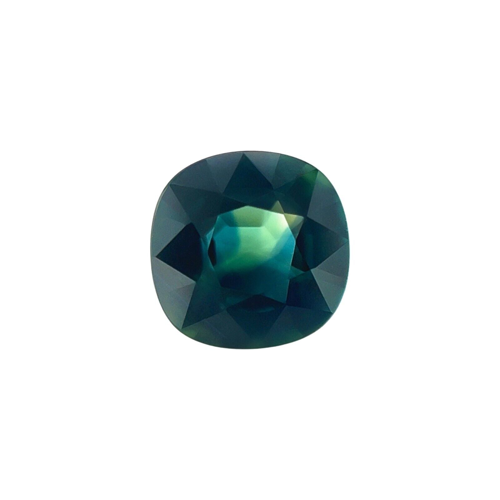 NATURAL 1.60ct Bi Colour Sapphire UNIQUE Blue Green Cushion Cut Loose Gem IF — view 1