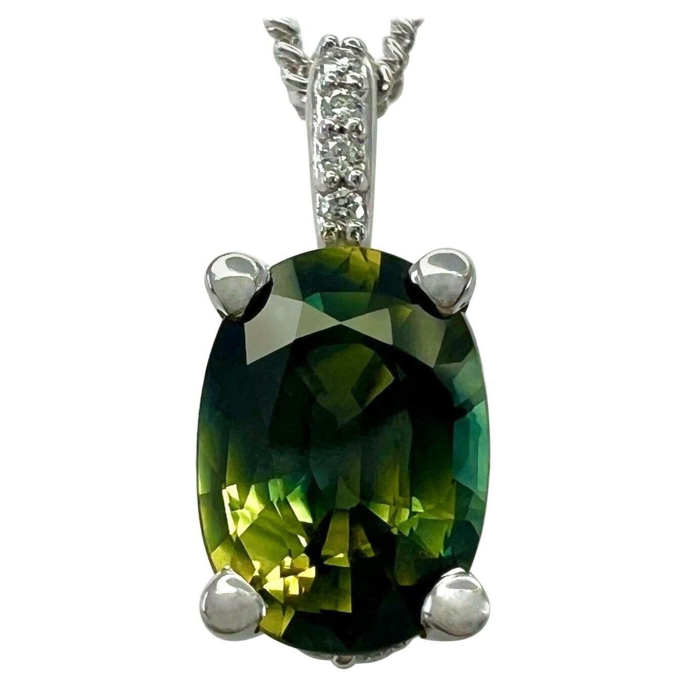IGI Certified 1.01ct Parti Colour Sapphire Diamond 18k Gold Hidden Halo Pendant