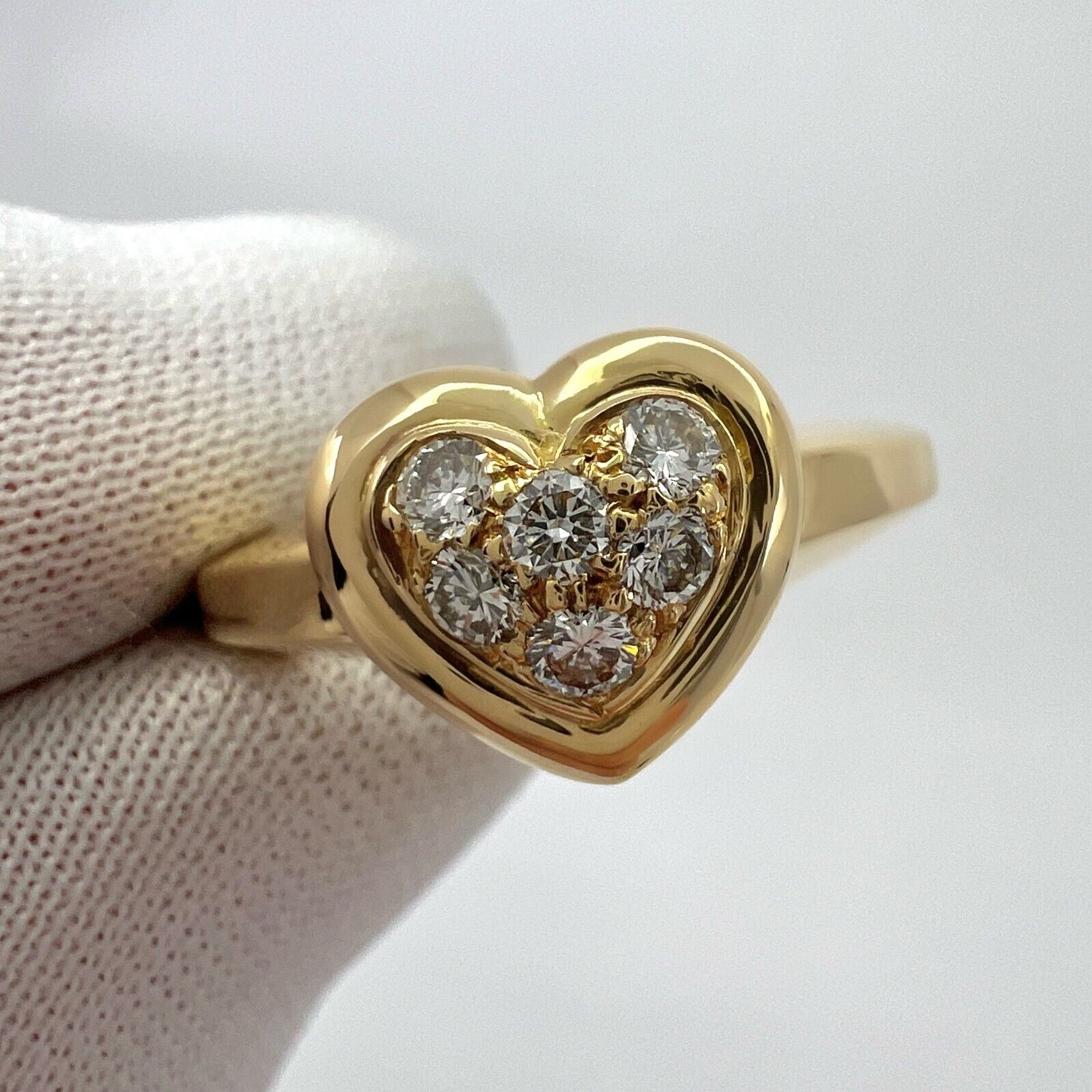 Rare Vintage Van Cleef & Arpels 18k Yellow Gold Diamond Heart Ring And Pendant — view 3