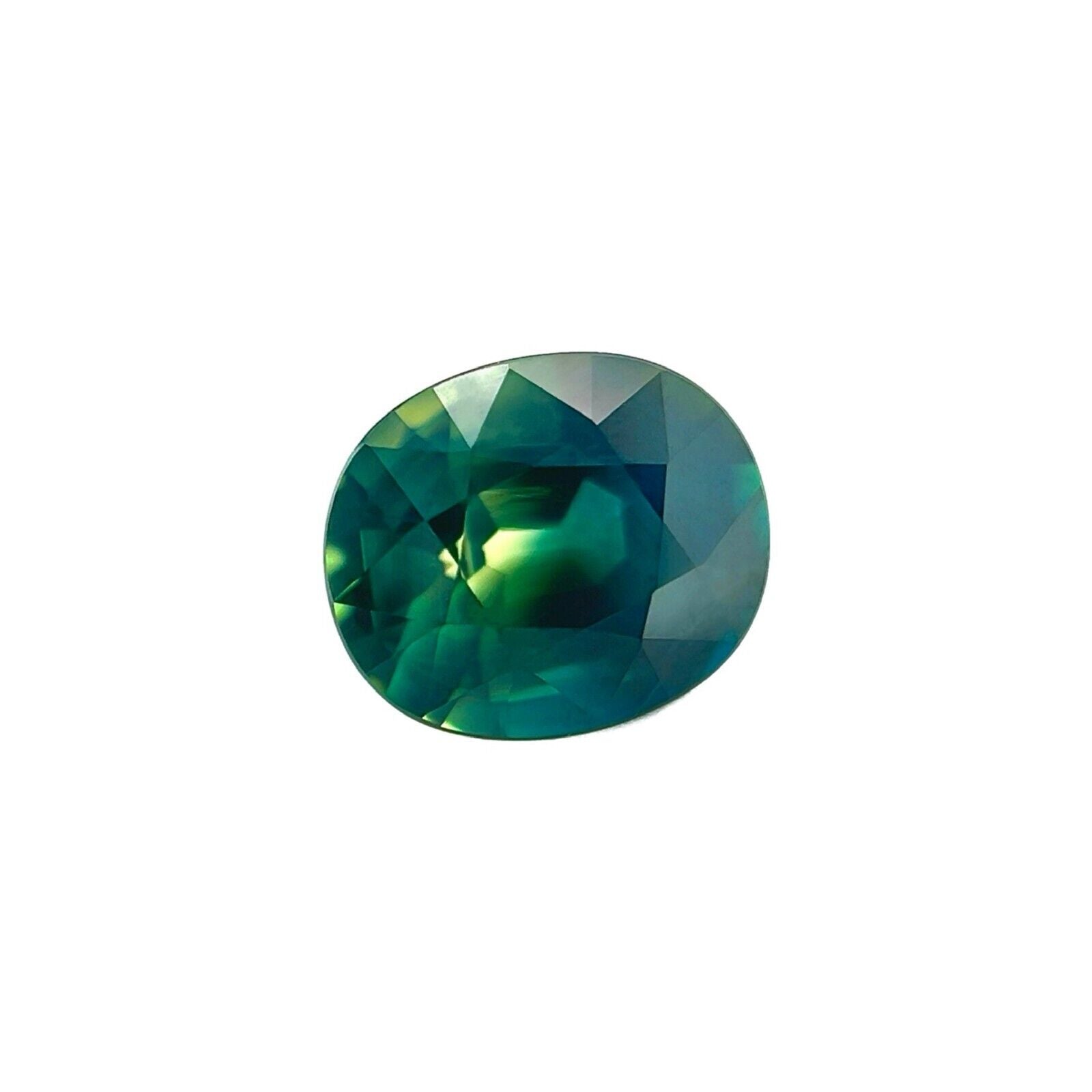 UNIQUE 1.63ct NATURAL Blue Green PARTI Colour Sapphire Oval Cut RARE 7.2x6mm VS — view 2