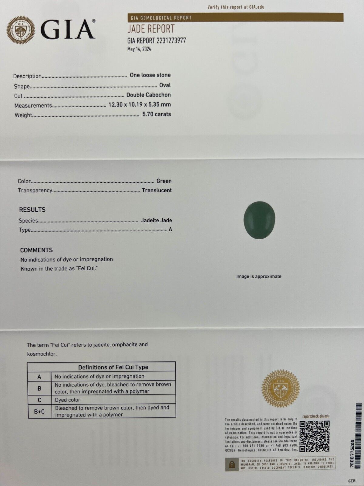 5.70ct GIA Certified Jadeite A Grade Jade Untreated Yellow Gold Oval Signet Ring — view 3