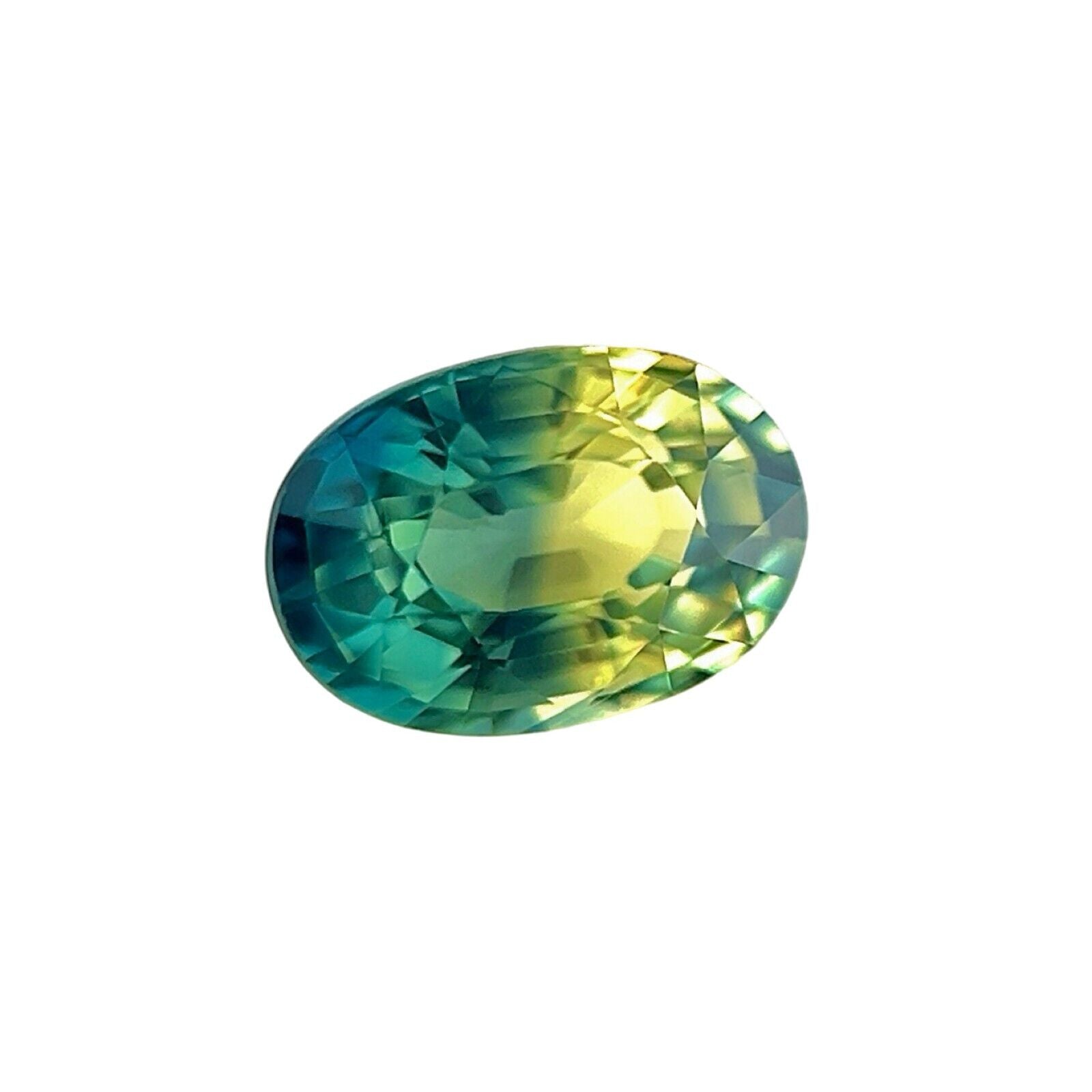 GIA CERTIFIED Australian Parti Colour Sapphire 0.86ct Yellow Green Blue Oval Cut — view 2