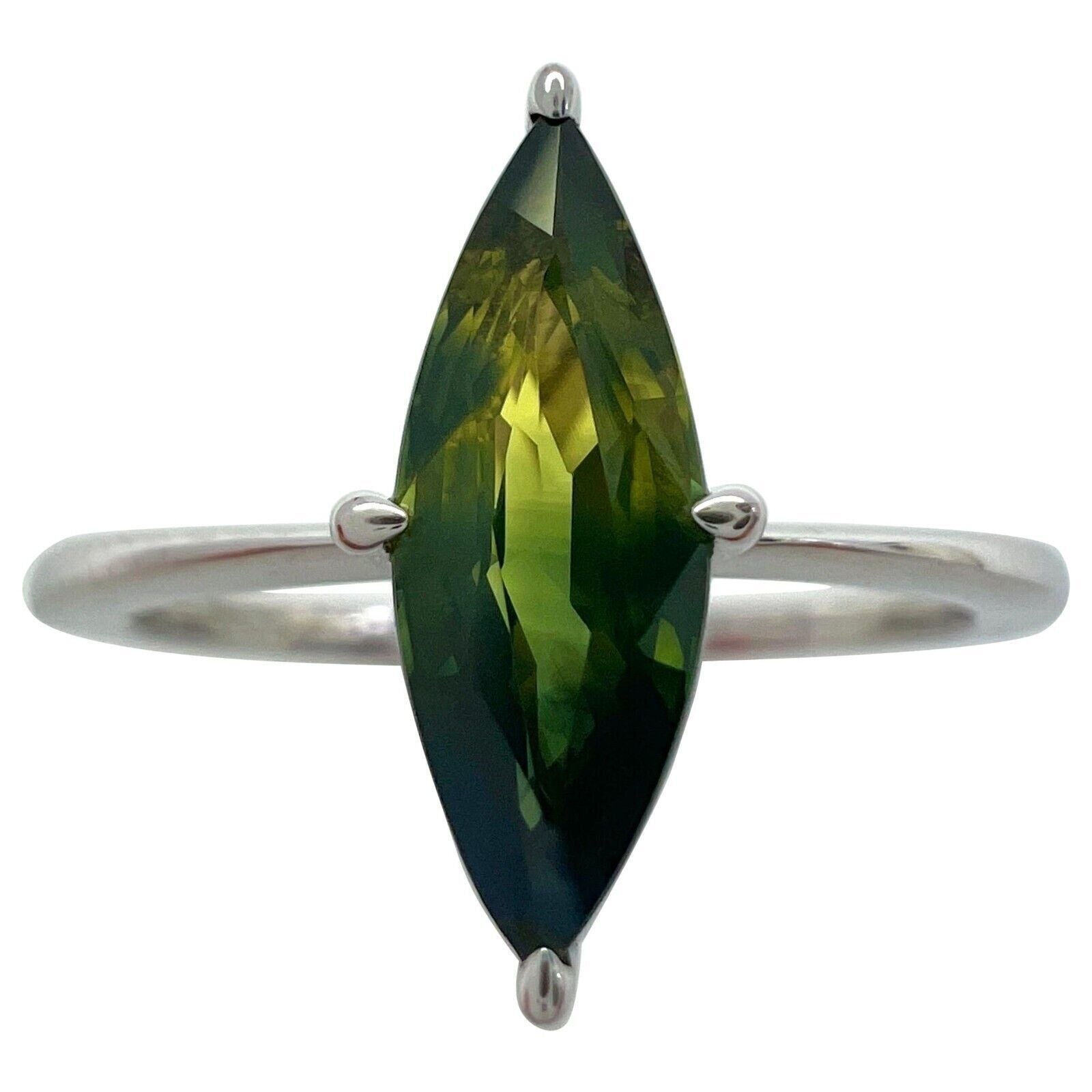 Unique IGI Certified Bi Colour Sapphire 1.04ct Marquise Cut 18k White Gold Ring