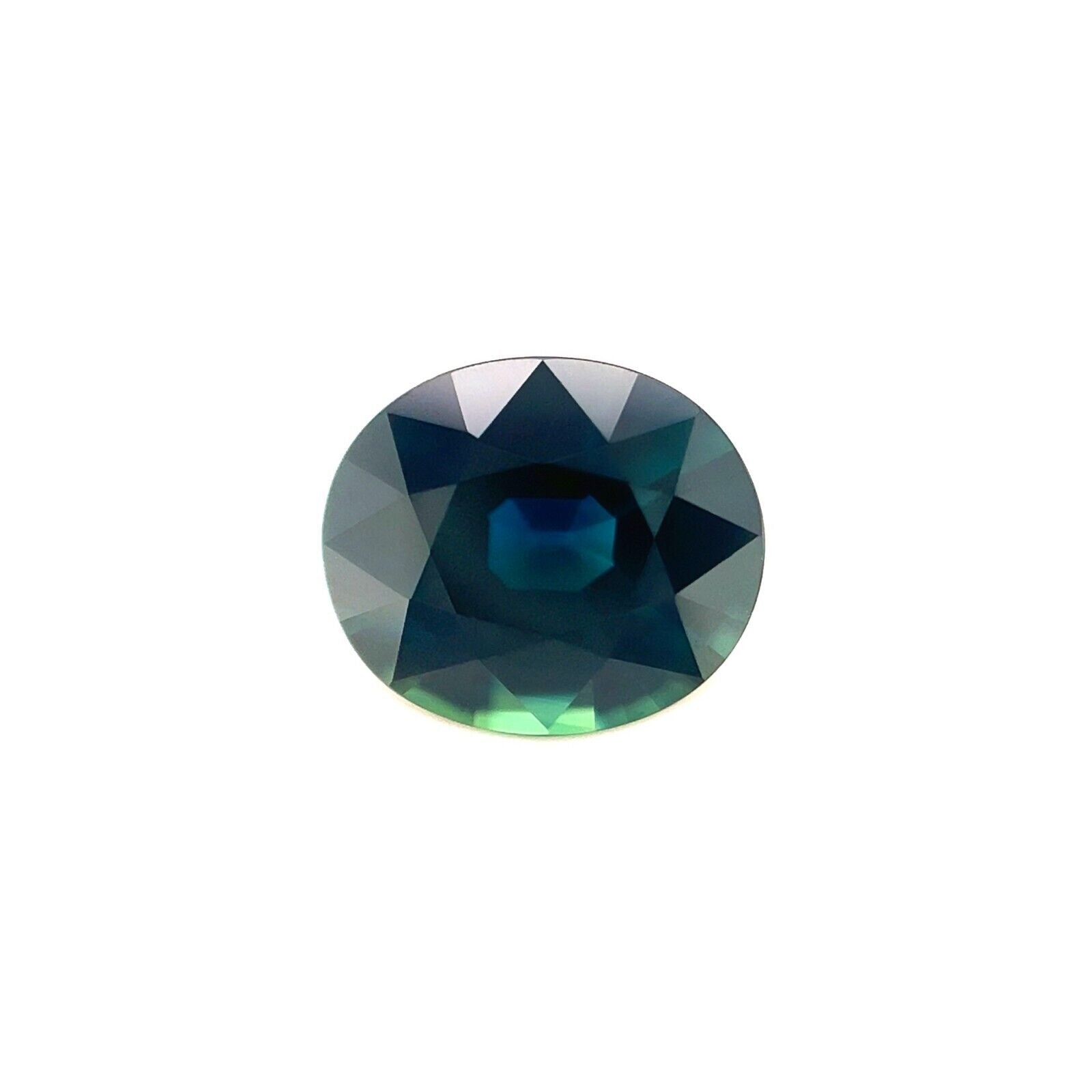 NATURAL 1.53ct Deep Blue Green Sapphire Oval Cut Loose Gemstone 7.5x6.5mm VVS — view 1