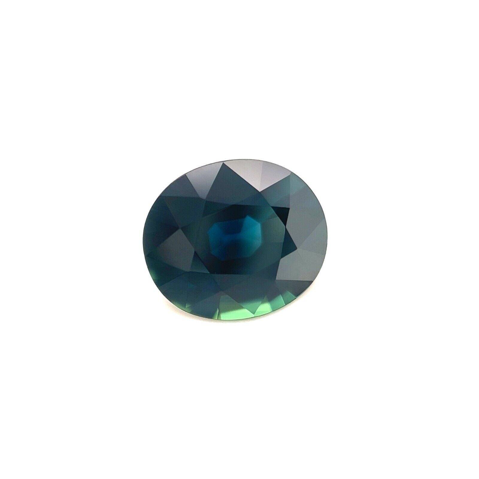 NATURAL 1.53ct Deep Blue Green Sapphire Oval Cut Loose Gemstone 7.5x6.5mm VVS — view 2