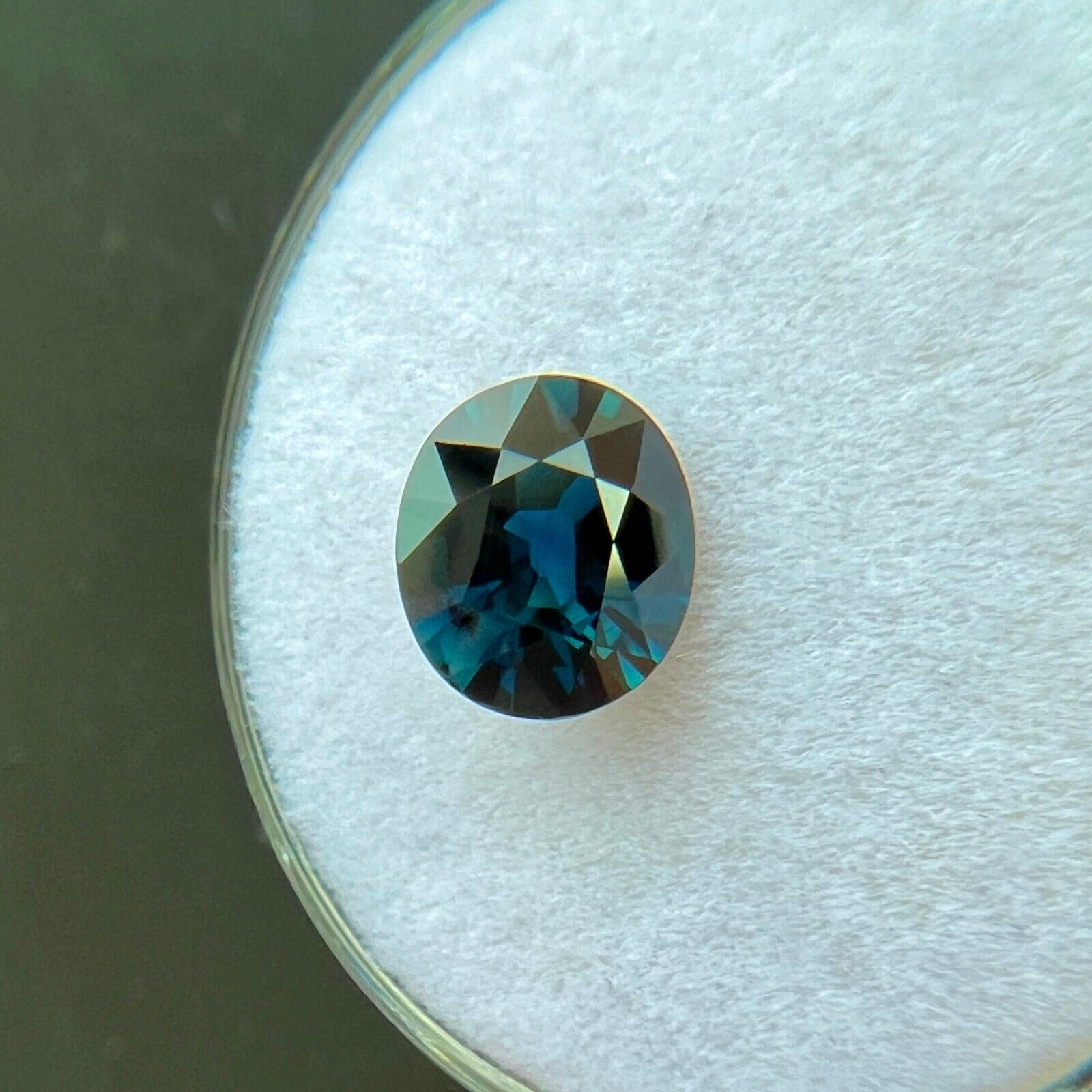 NATURAL 1.53ct Deep Blue Green Sapphire Oval Cut Loose Gemstone 7.5x6.5mm VVS — view 3