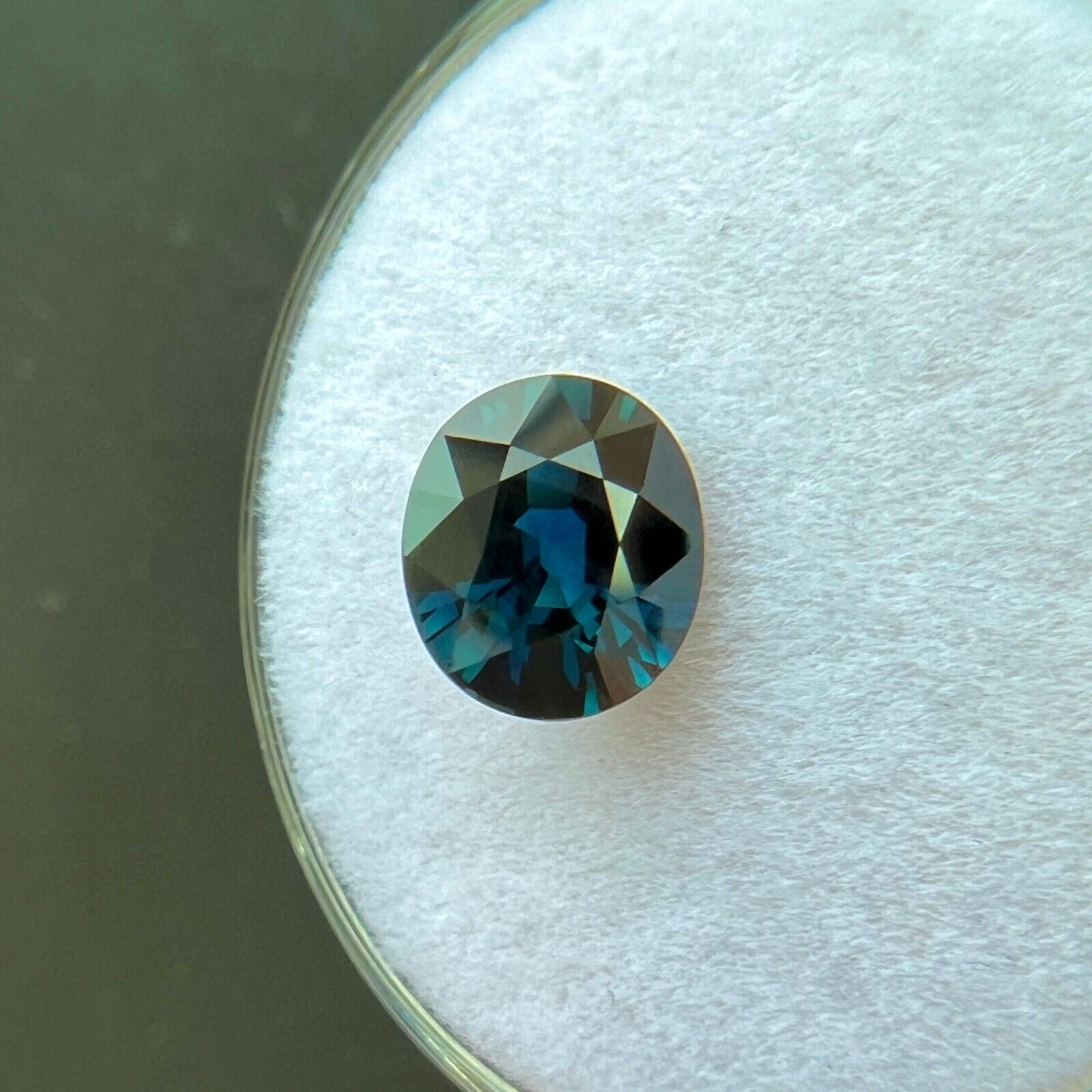 NATURAL 1.53ct Deep Blue Green Sapphire Oval Cut Loose Gemstone 7.5x6.5mm VVS — view 4