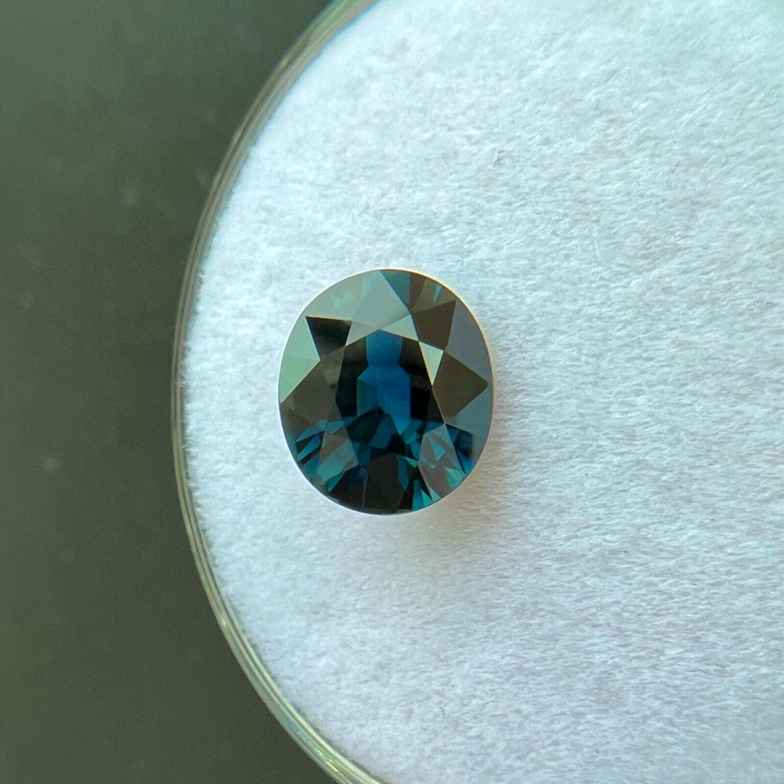 NATURAL 1.53ct Deep Blue Green Sapphire Oval Cut Loose Gemstone 7.5x6.5mm VVS — view 5