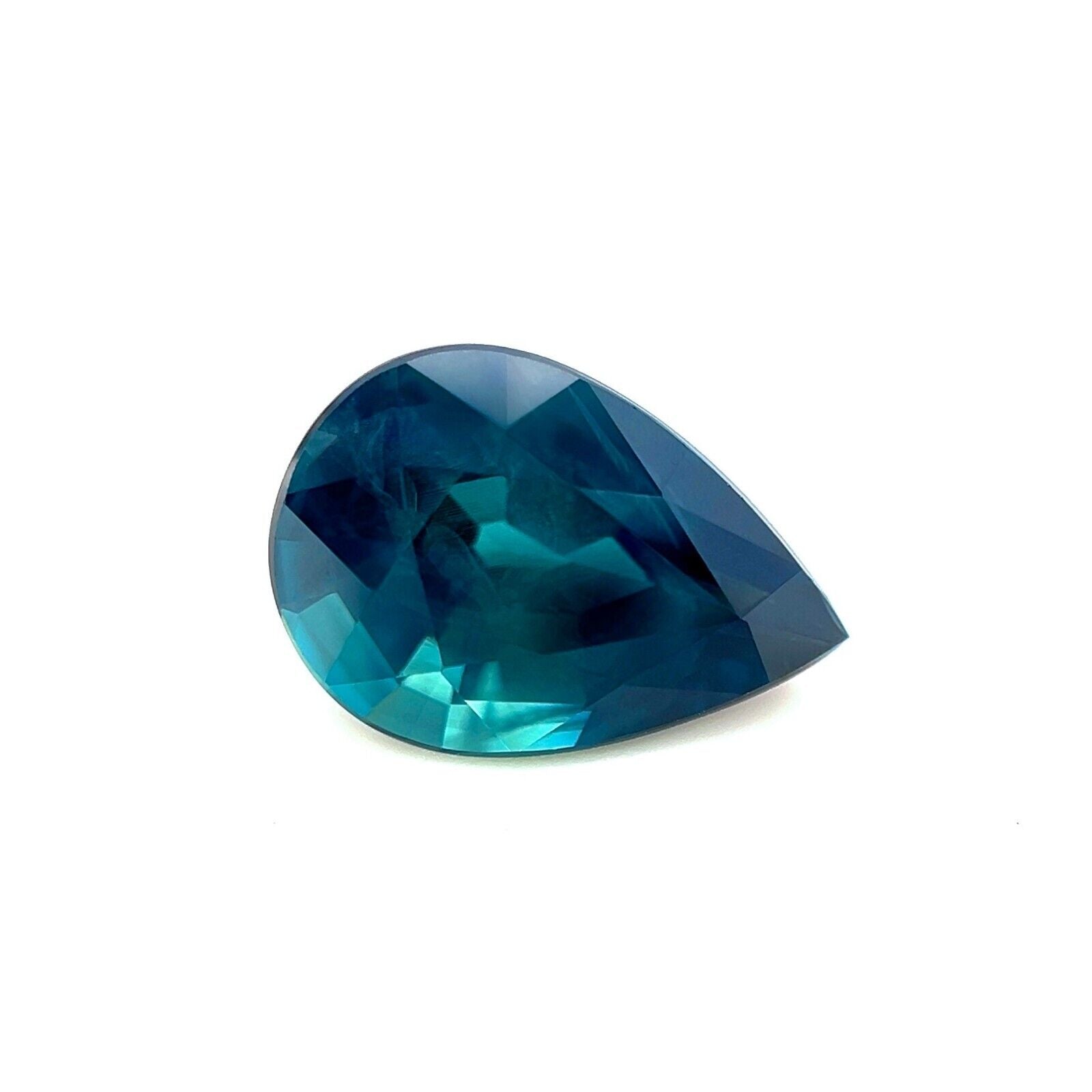 3.08ct NATURAL Deep Blue Green Teal Sapphire Pear Teardrop Cut 10.8x7.5mm Gem — view 1