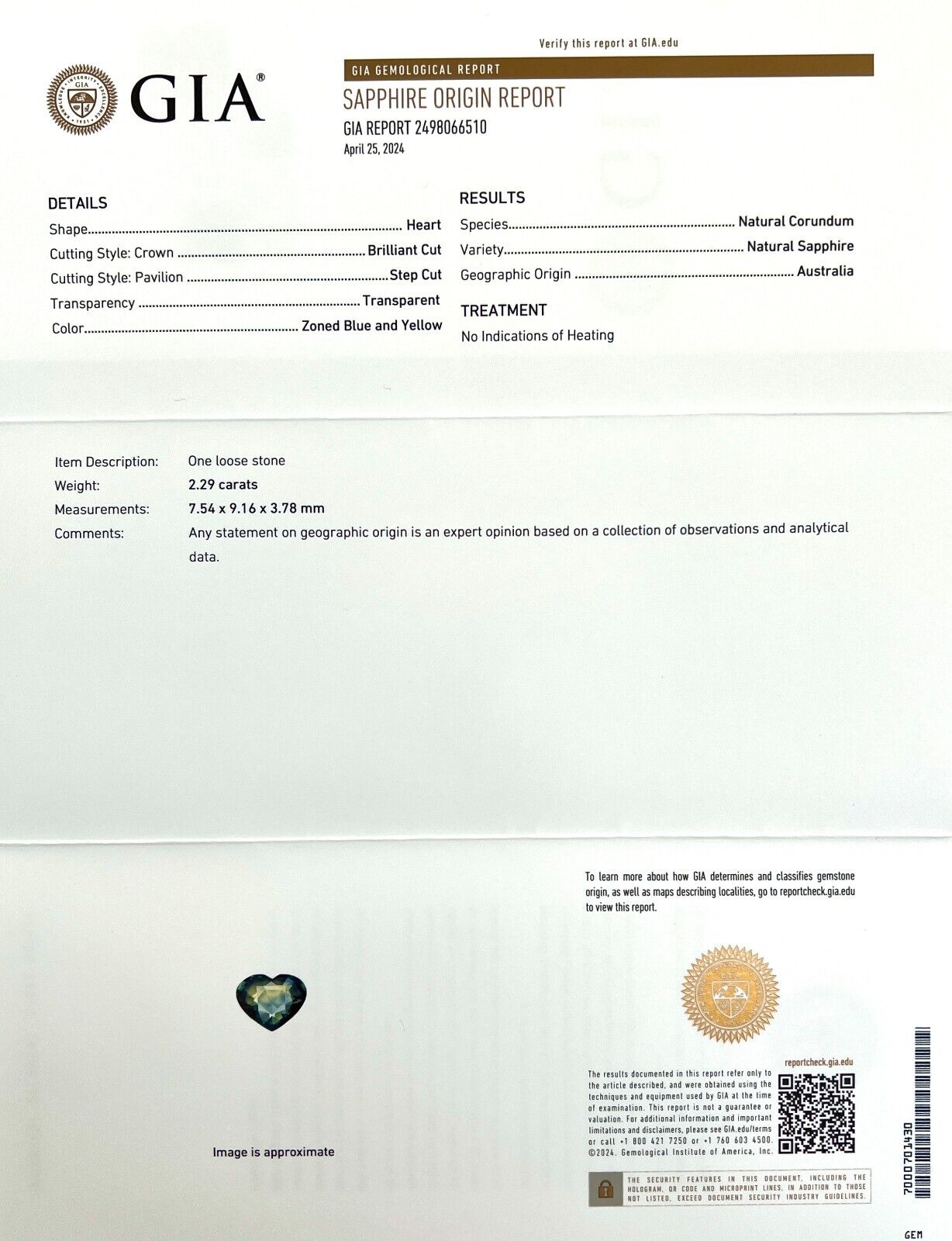 GIA CERTIFIED 2.29ct Sapphire Natural Australian Bi Colour UNTREATED Heart Cut — view 3