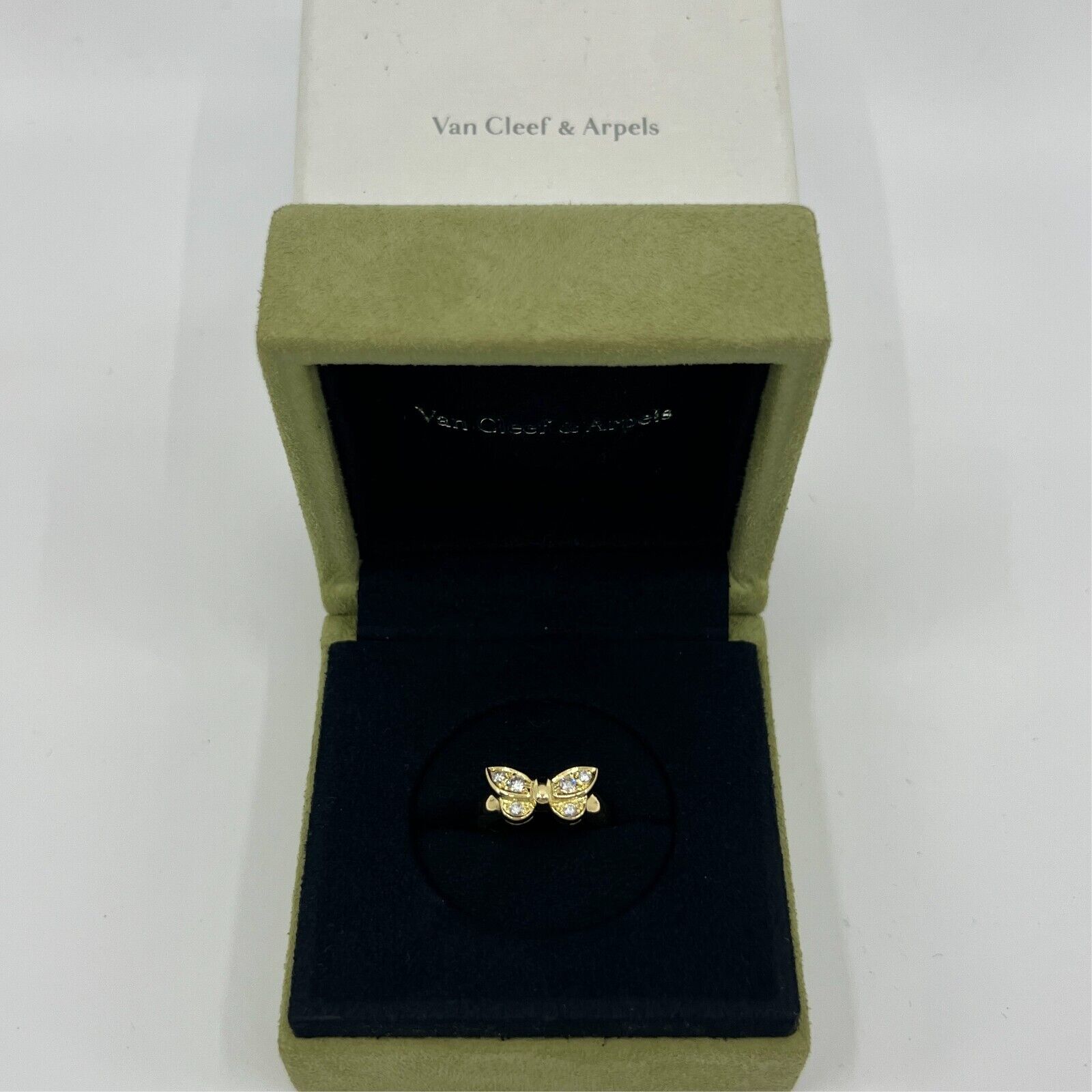 Vintage Van Cleef & Arpels Diamond Papillion Butterfly 18k Yellow Gold Ring — view 2