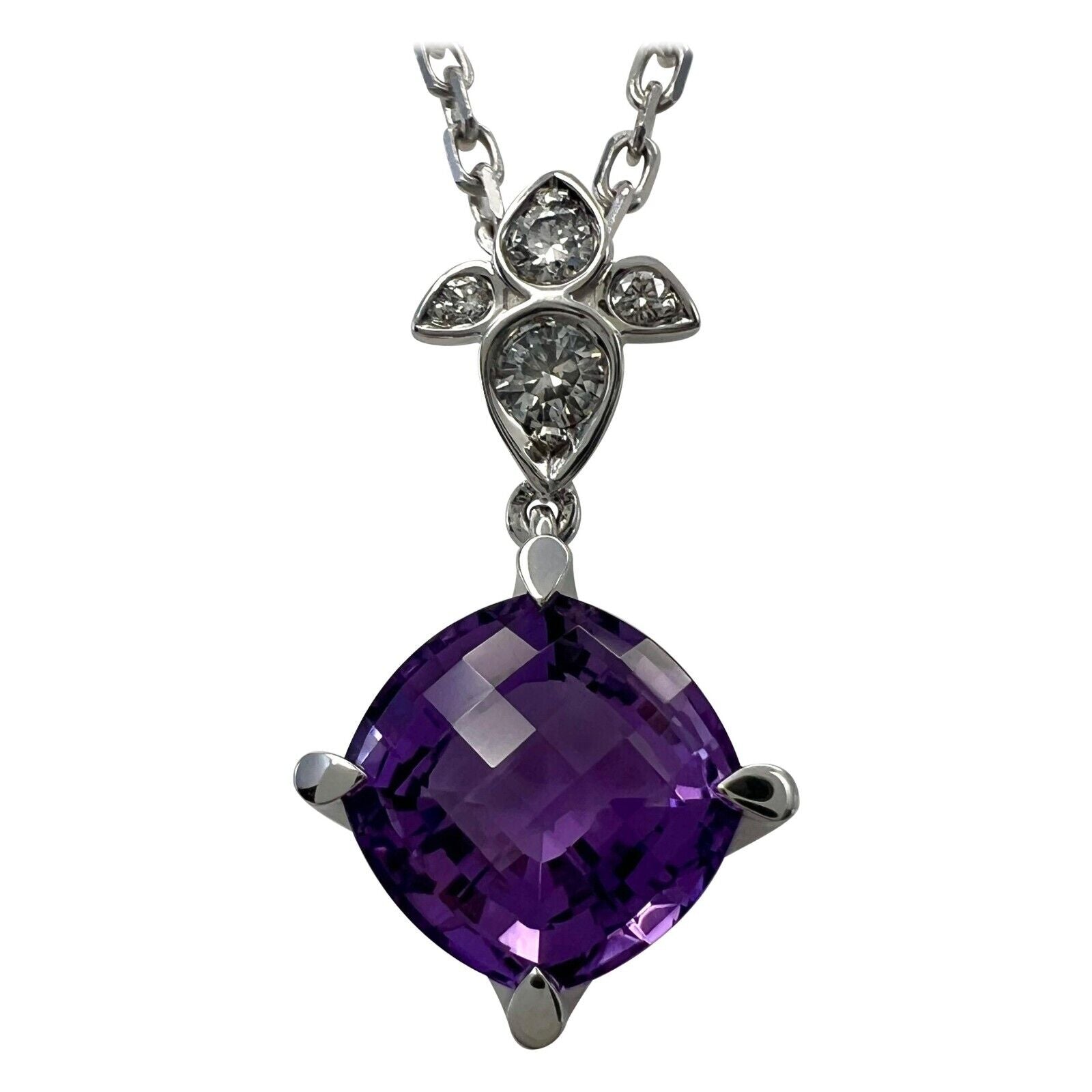 Rare Cartier Inde Mysterieuse Purple Amethyst Diamond 18k White Gold Necklace — view 1