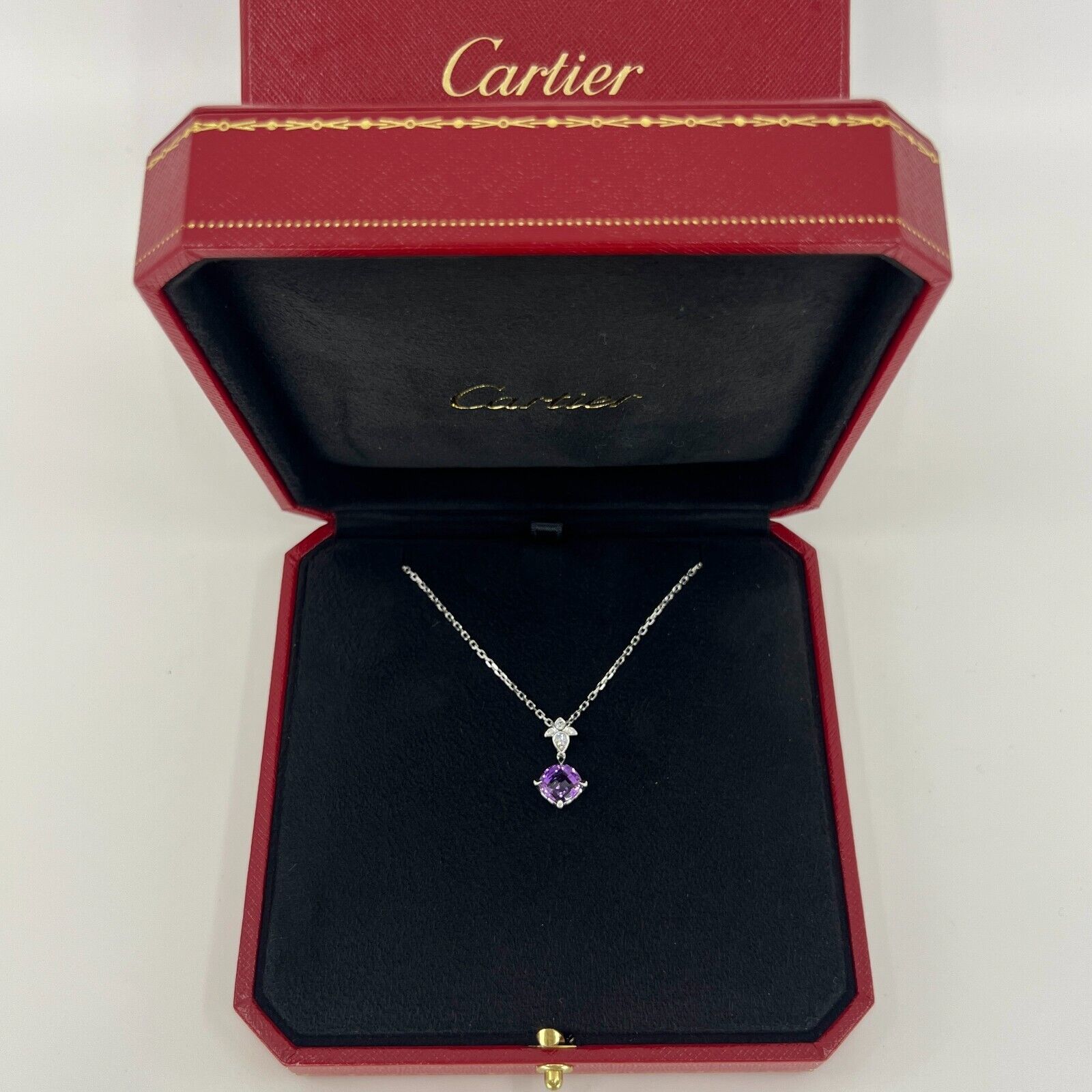 Rare Cartier Inde Mysterieuse Purple Amethyst Diamond 18k White Gold Necklace — view 2