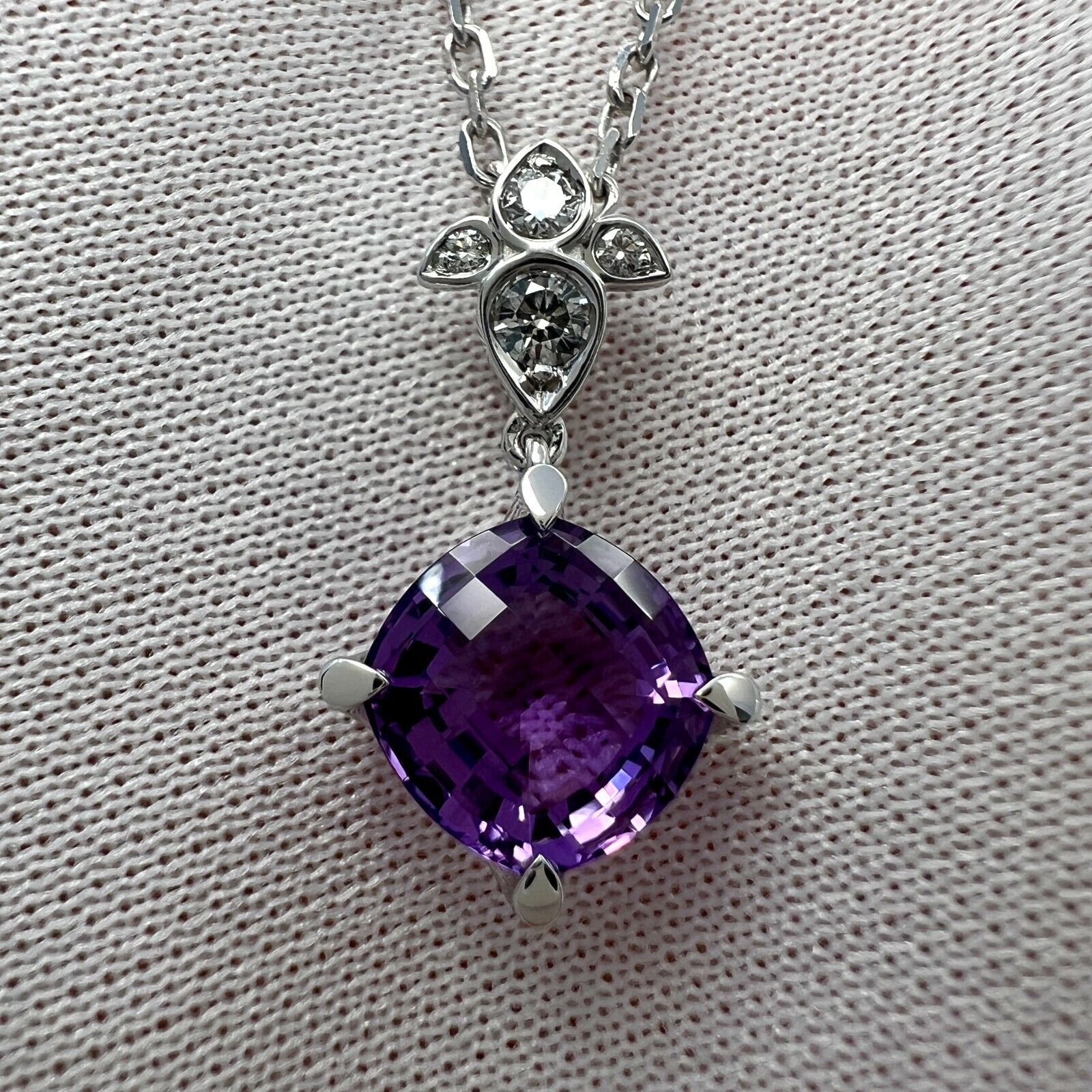 Rare Cartier Inde Mysterieuse Purple Amethyst Diamond 18k White Gold Necklace — view 3