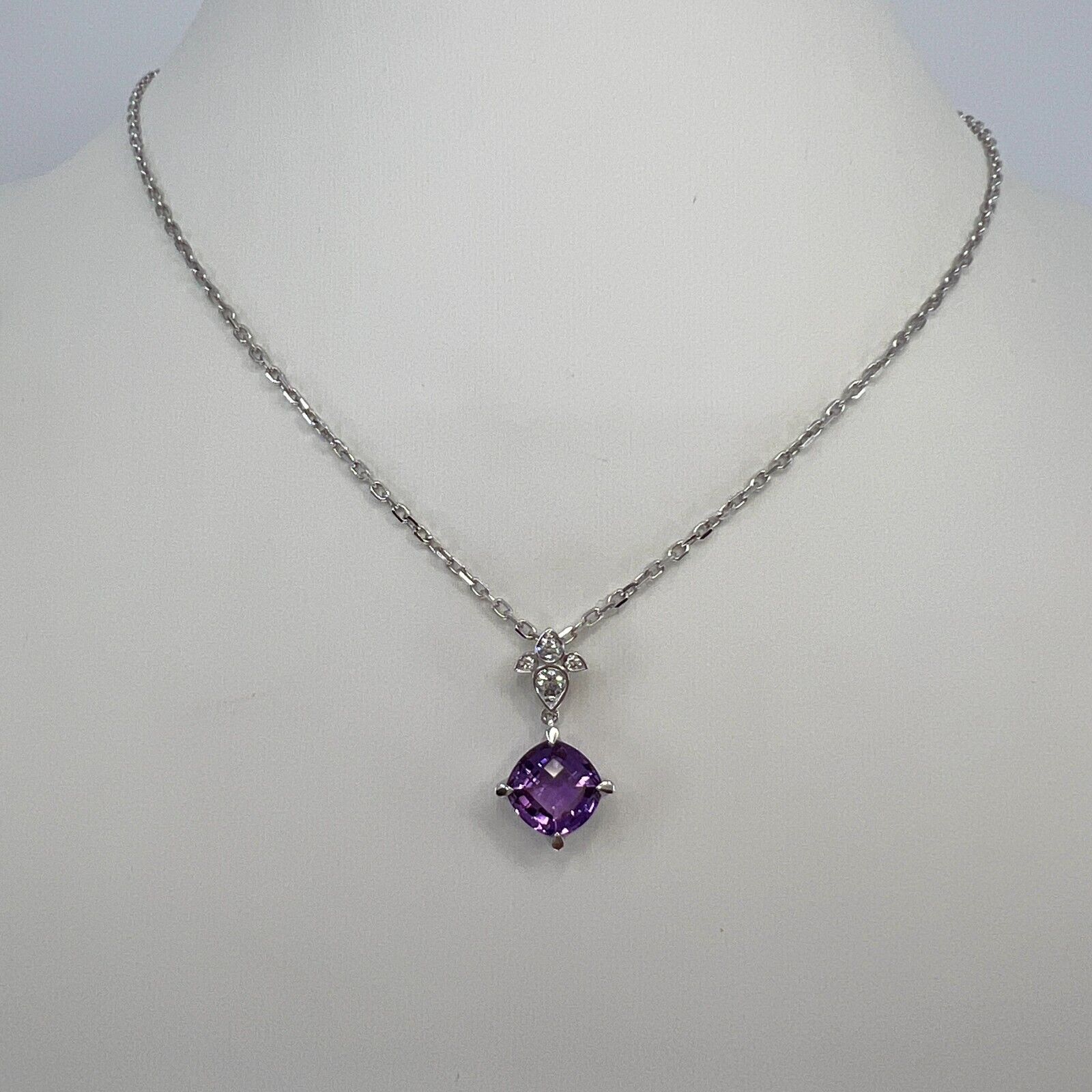 Rare Cartier Inde Mysterieuse Purple Amethyst Diamond 18k White Gold Necklace — view 4